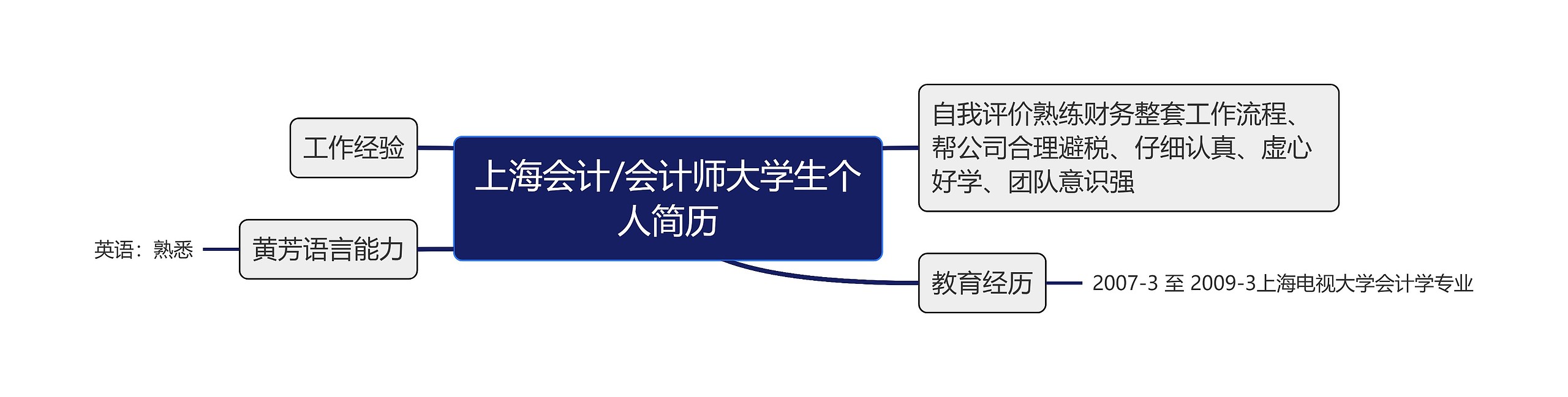 上海会计/会计师大学生个人简历思维导图