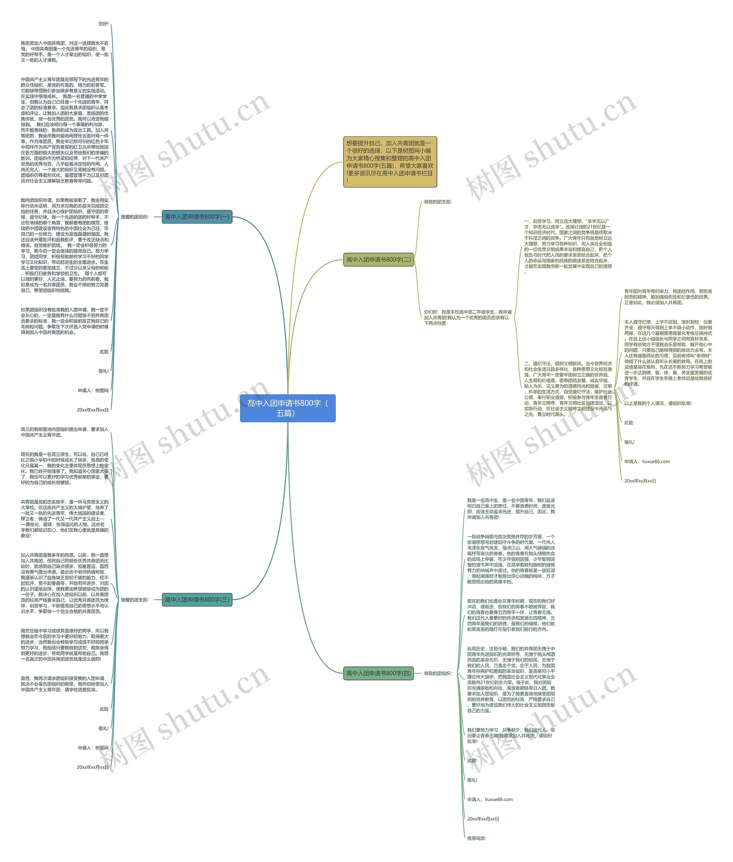 高中入团申请书800字（五篇）思维导图