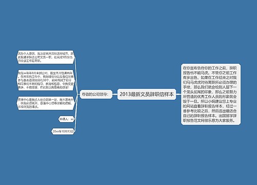 2013最新文员辞职信样本