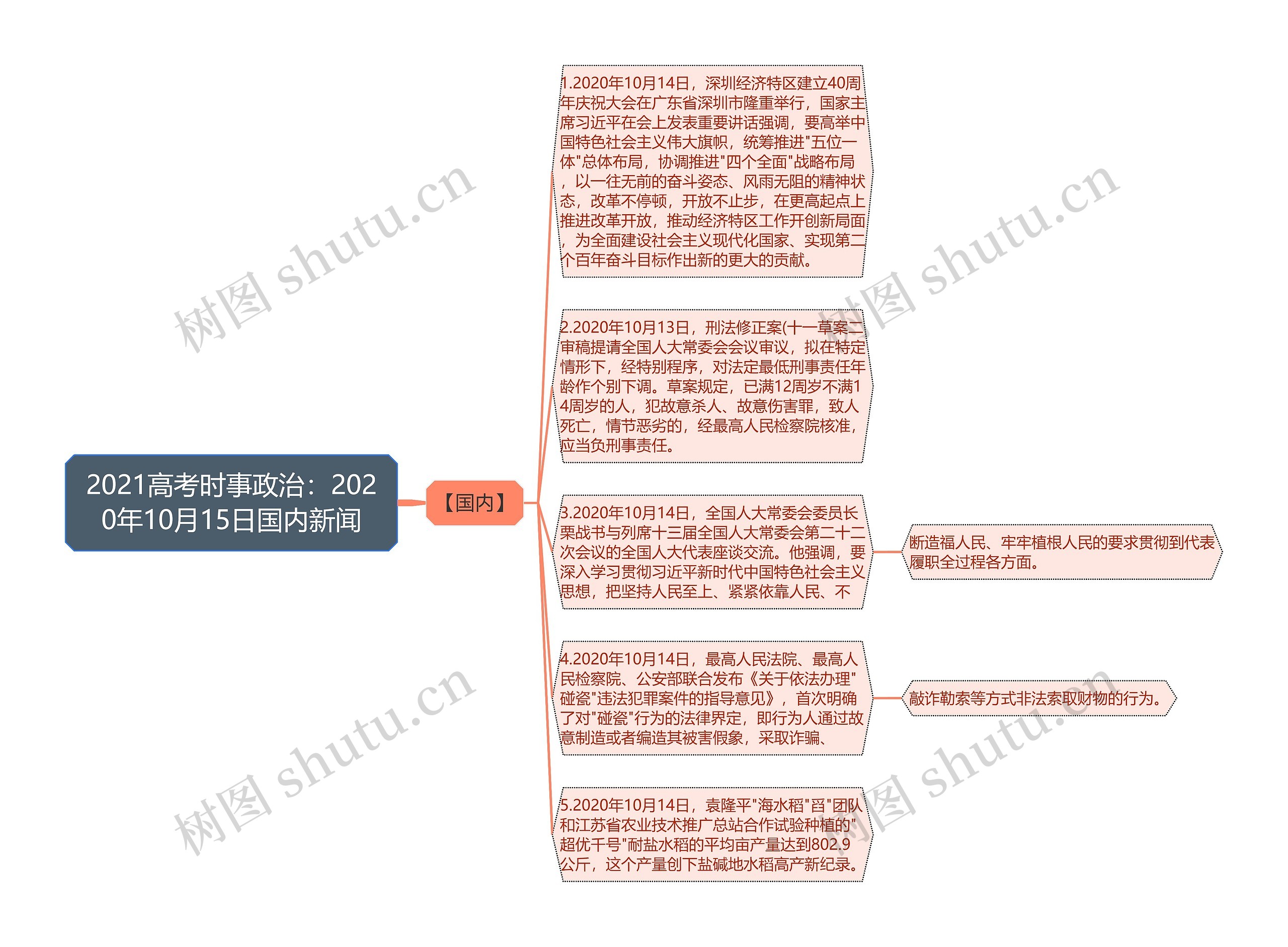 2021高考时事政治：2020年10月15日国内新闻思维导图