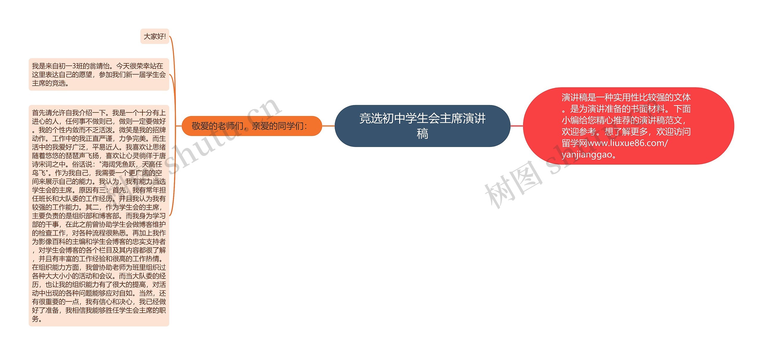 竞选初中学生会主席演讲稿思维导图