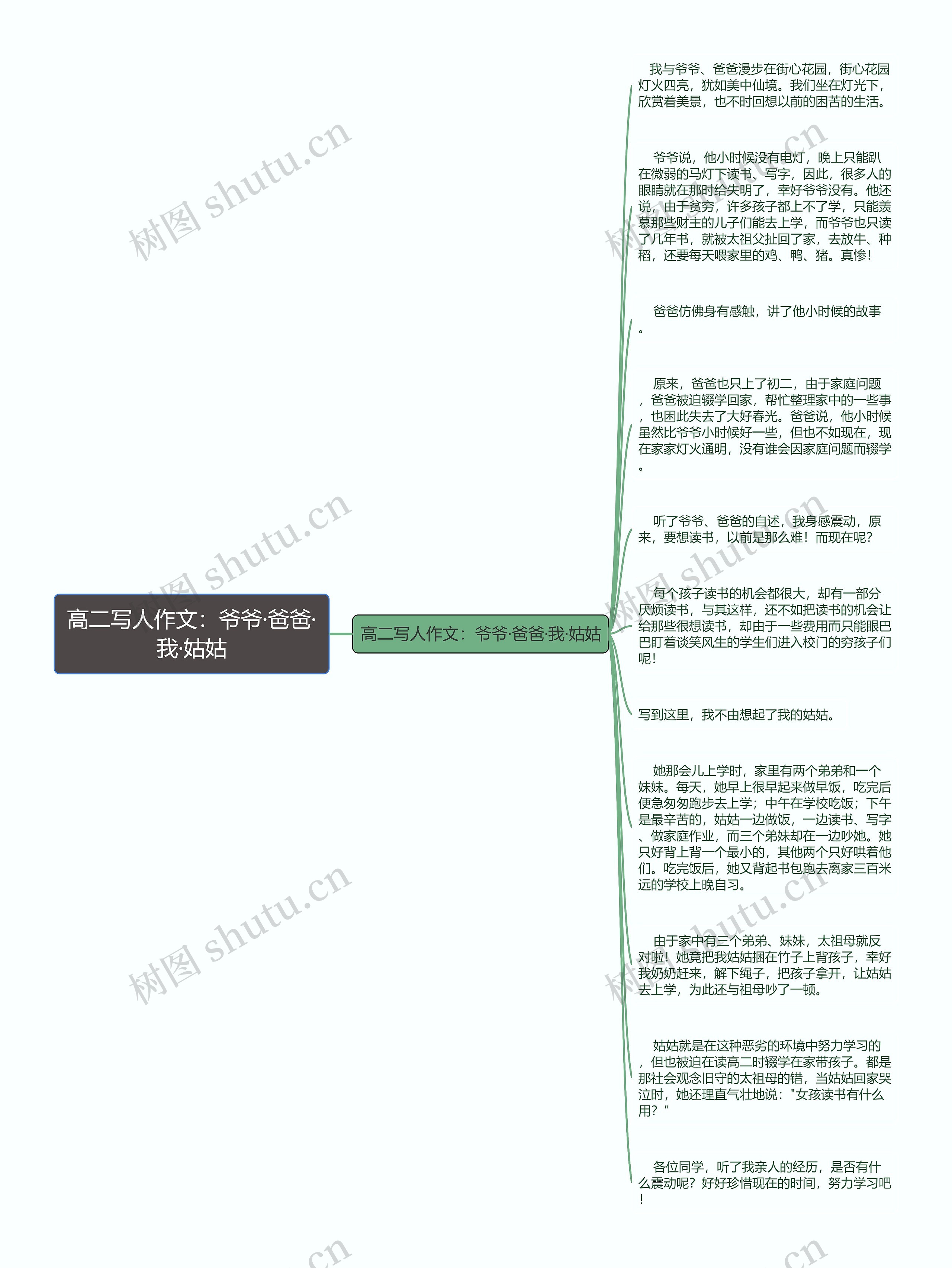 高二写人作文：爷爷·爸爸·我·姑姑思维导图