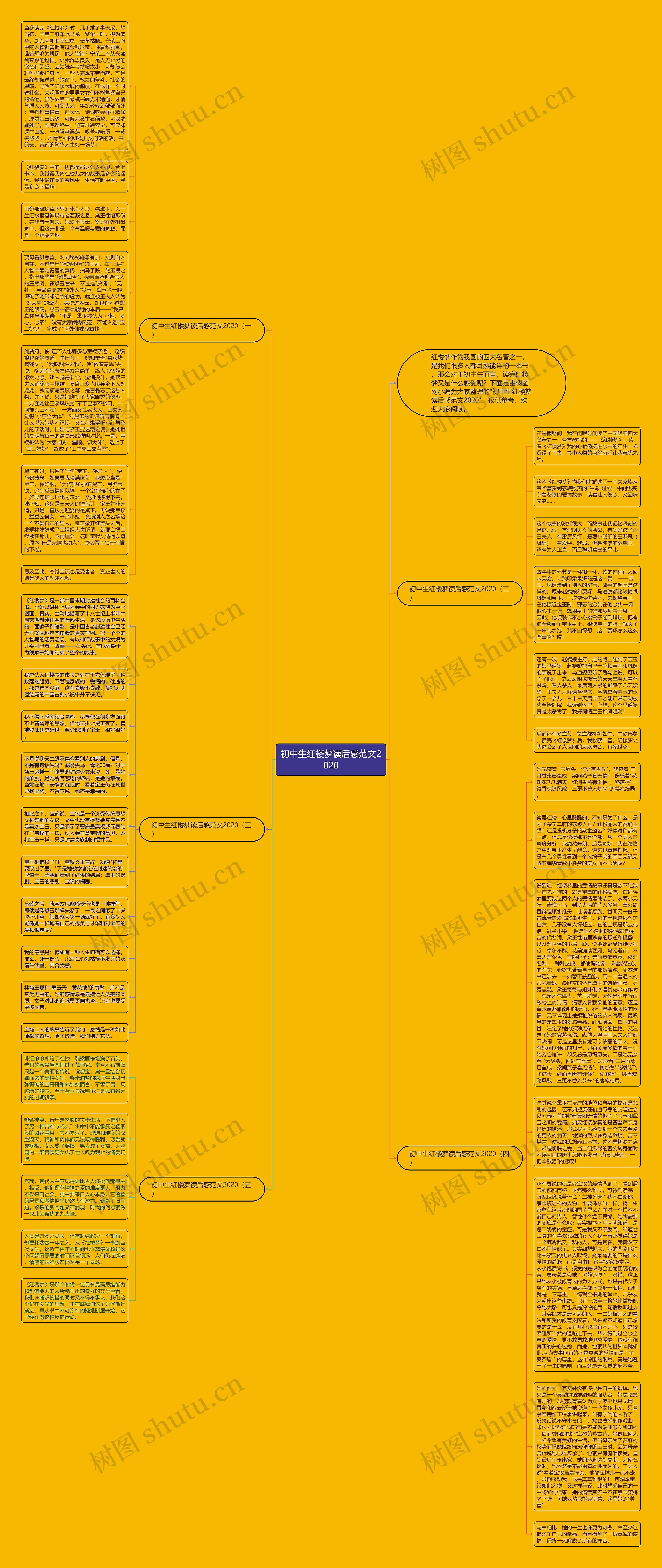 初中生红楼梦读后感范文2020思维导图