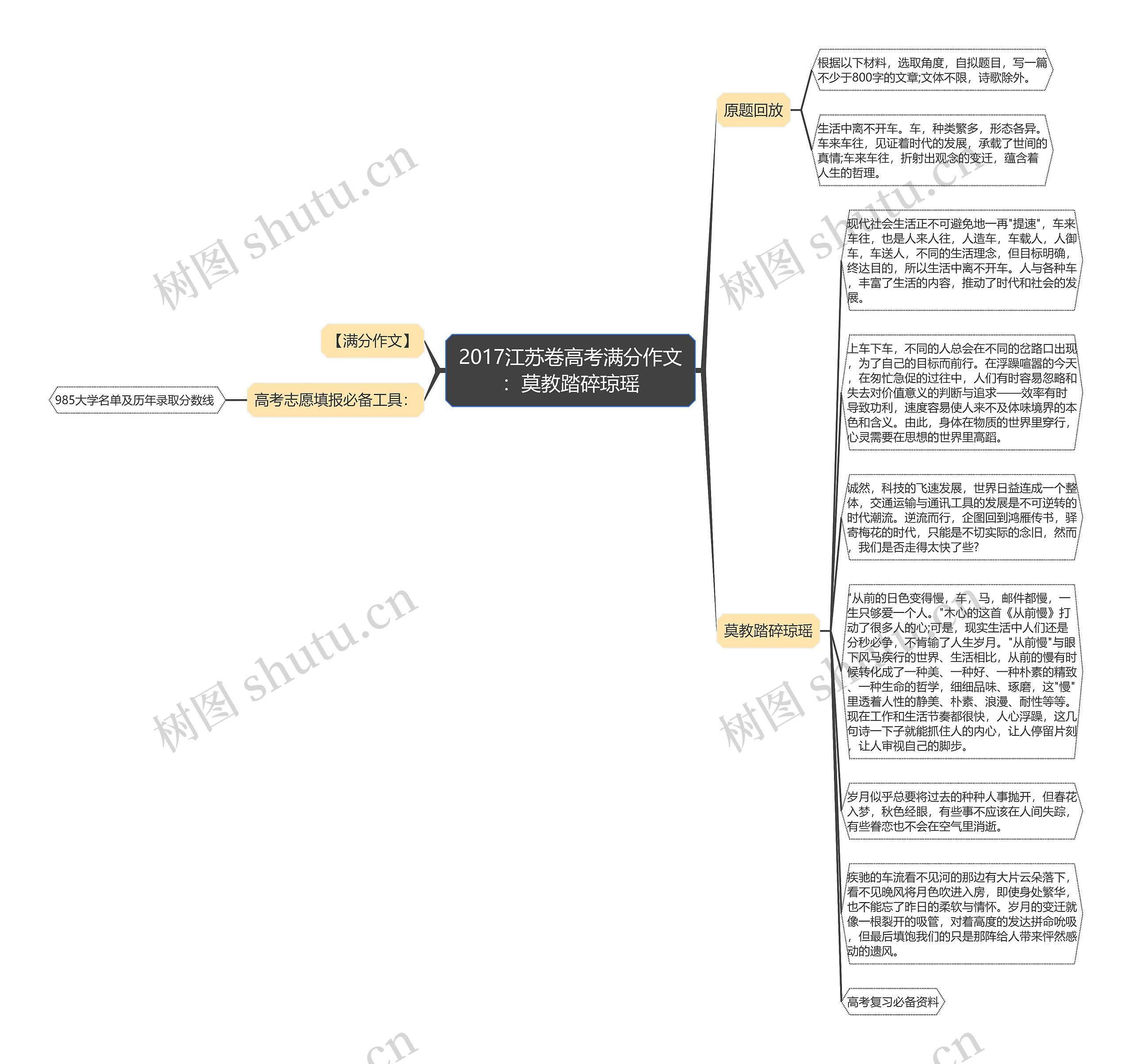 2017江苏卷高考满分作文：莫教踏碎琼瑶思维导图