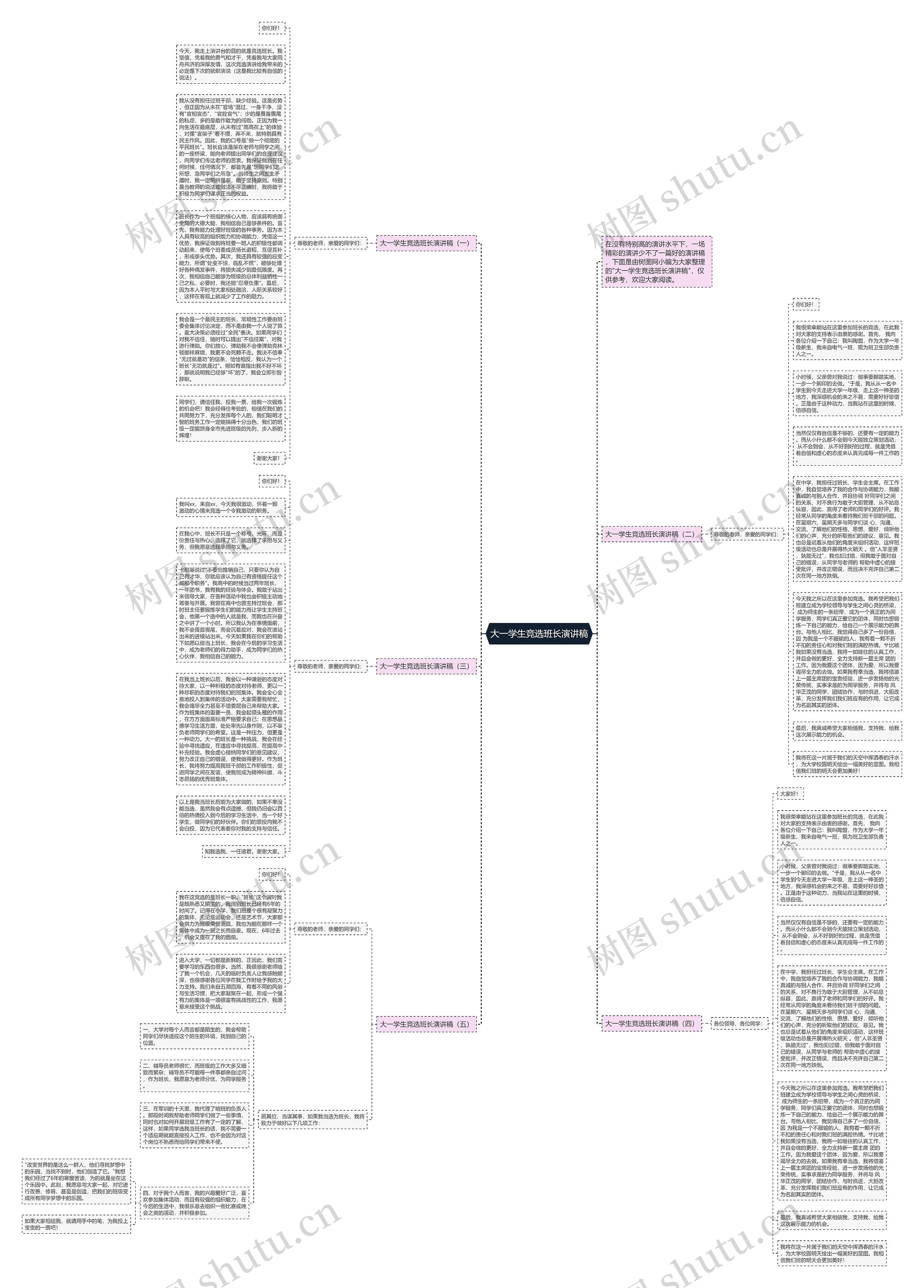 大一学生竞选班长演讲稿思维导图
