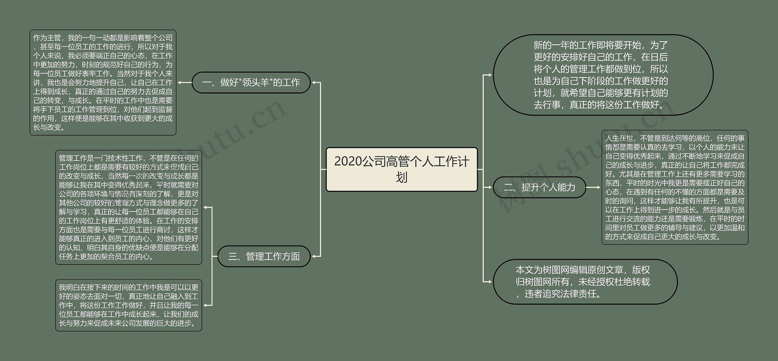 2020公司高管个人工作计划思维导图