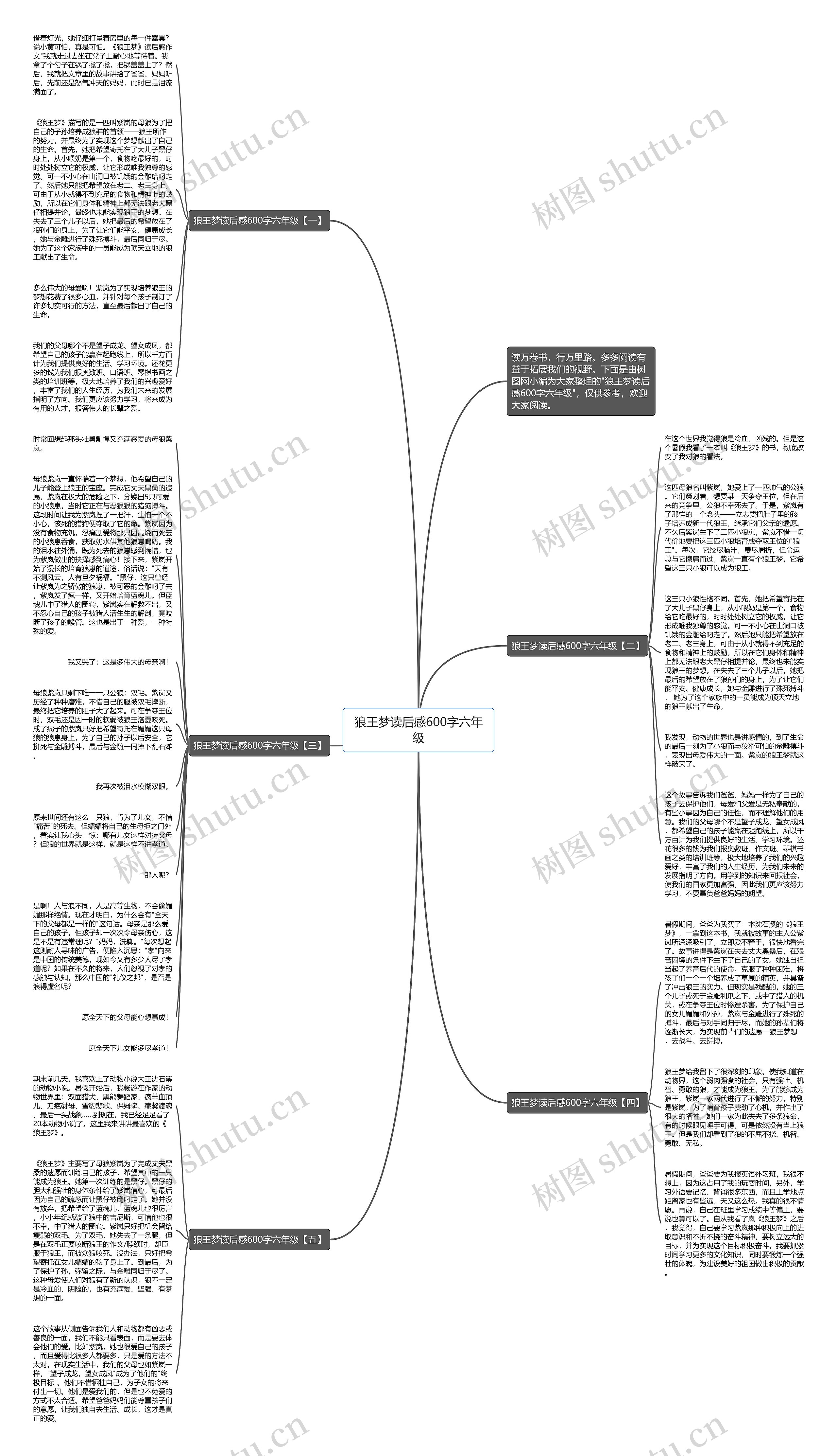 狼王梦读后感600字六年级思维导图