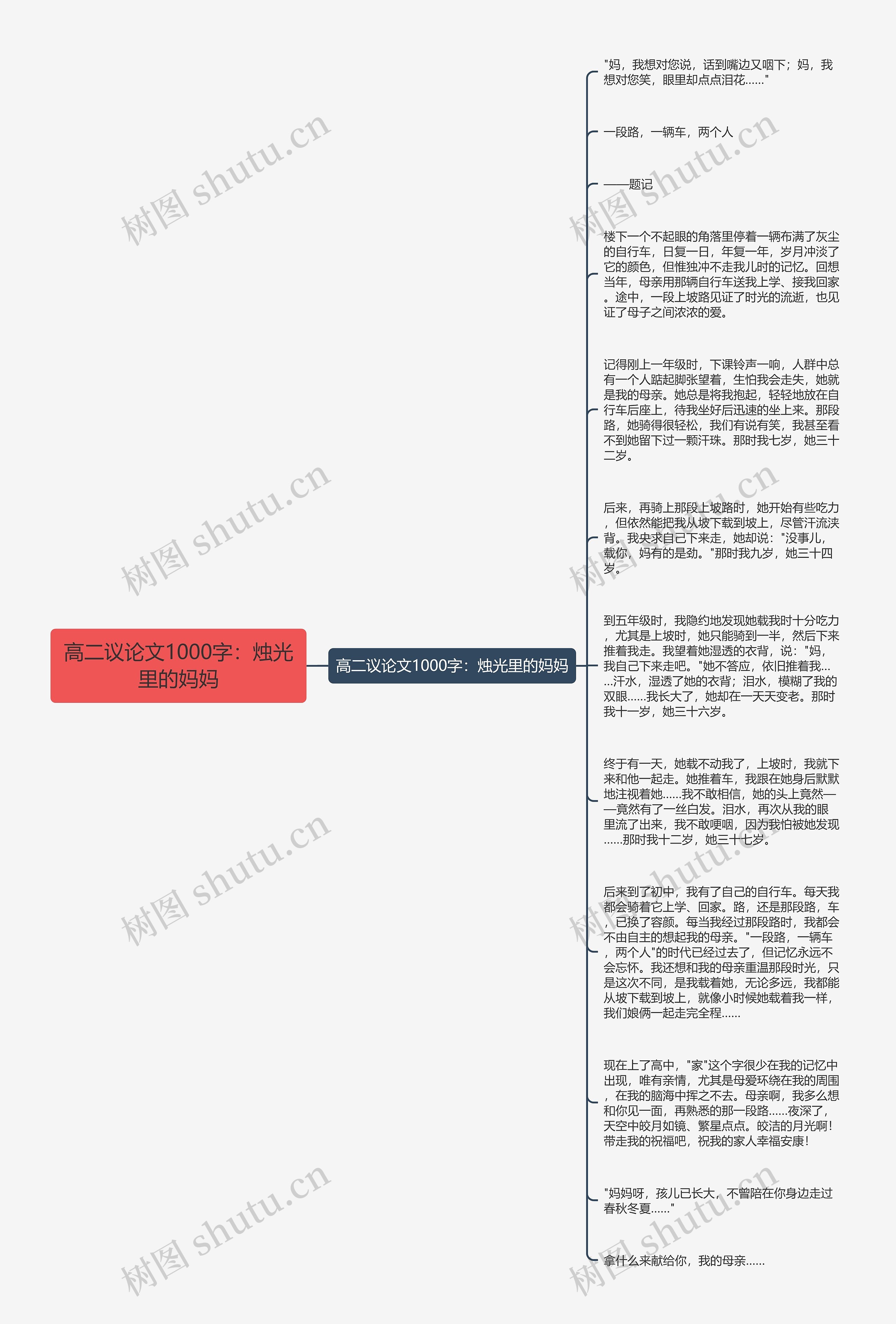 高二议论文1000字：烛光里的妈妈思维导图