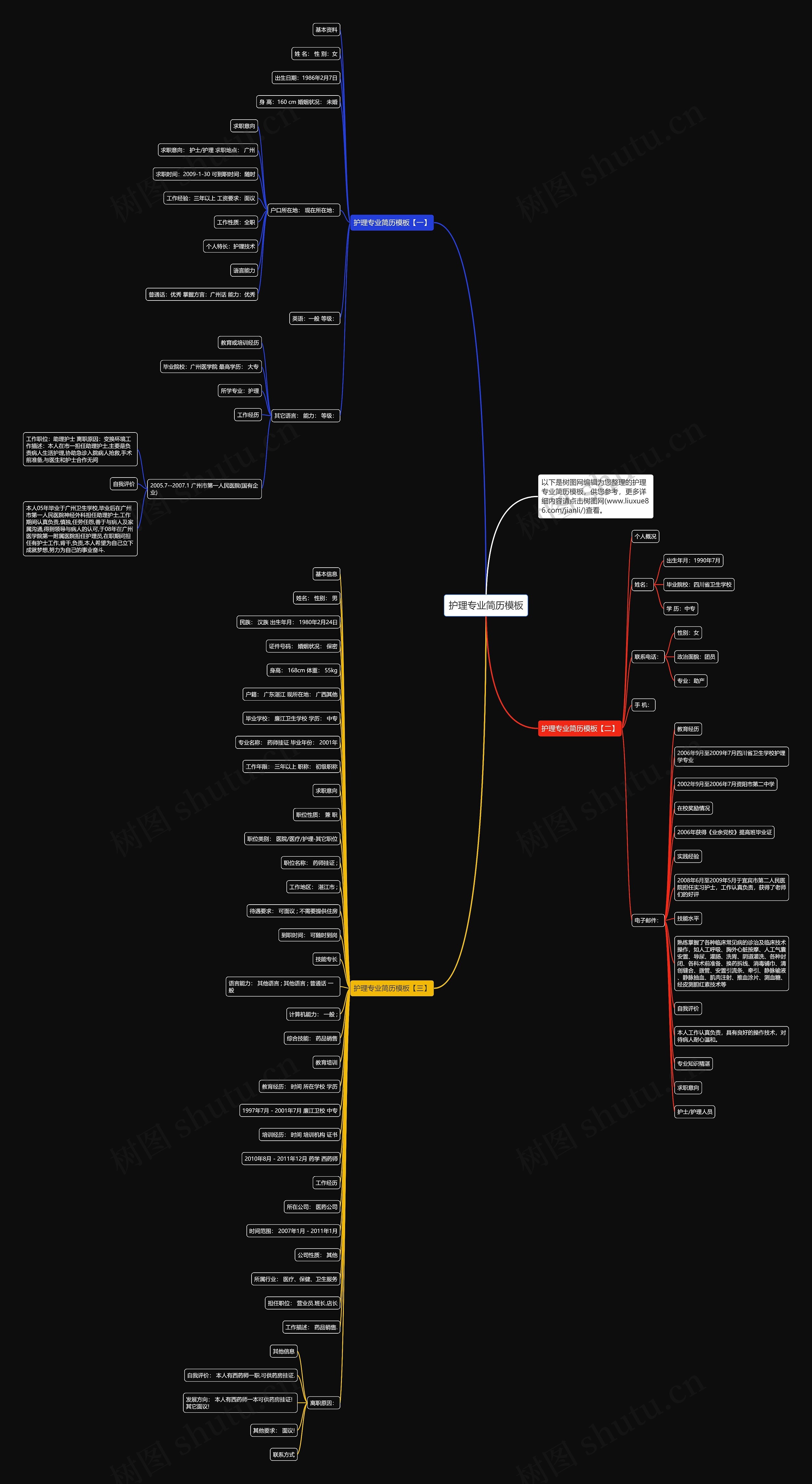 护理专业简历思维导图