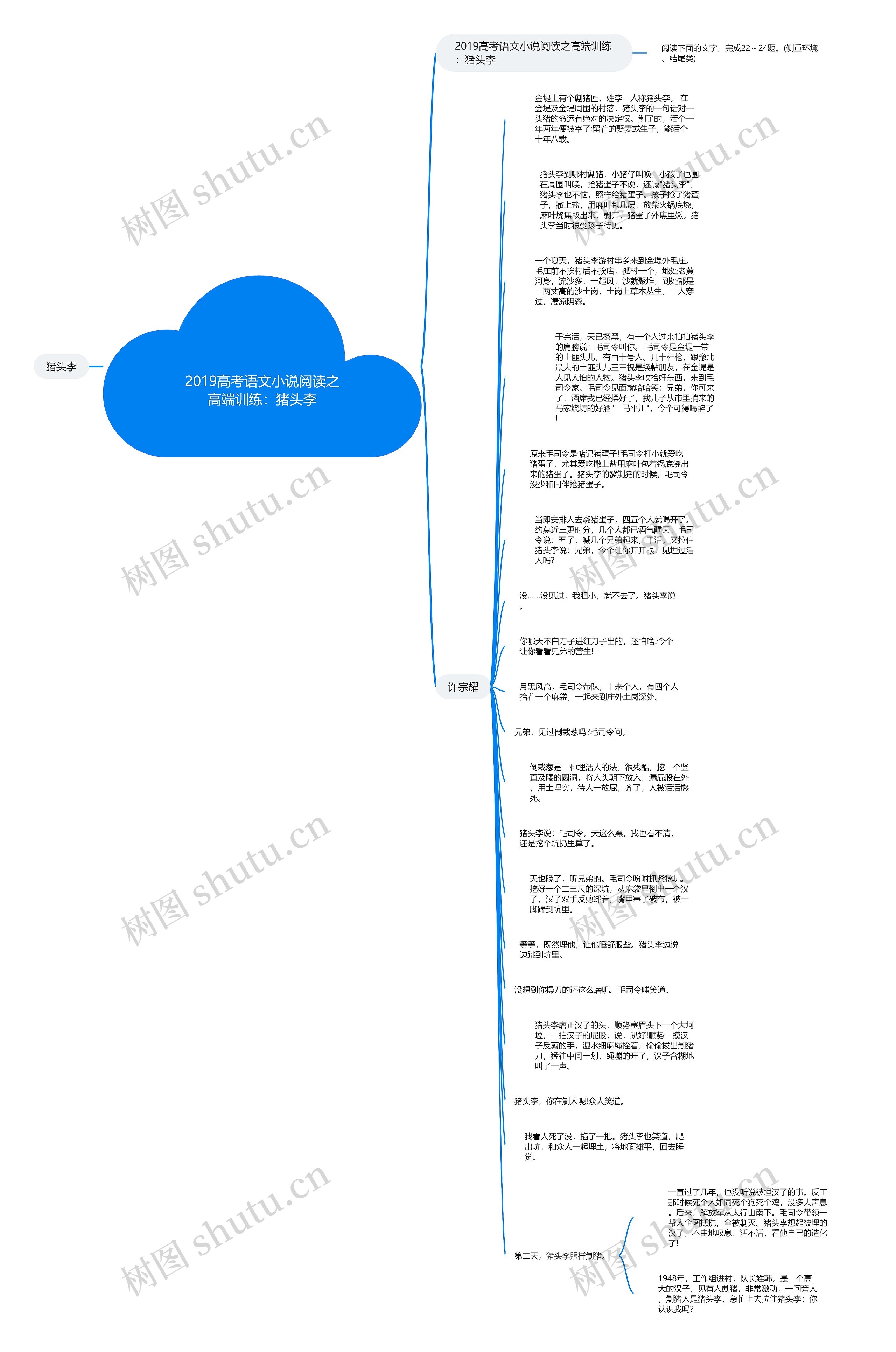2019高考语文小说阅读之高端训练：猪头李思维导图