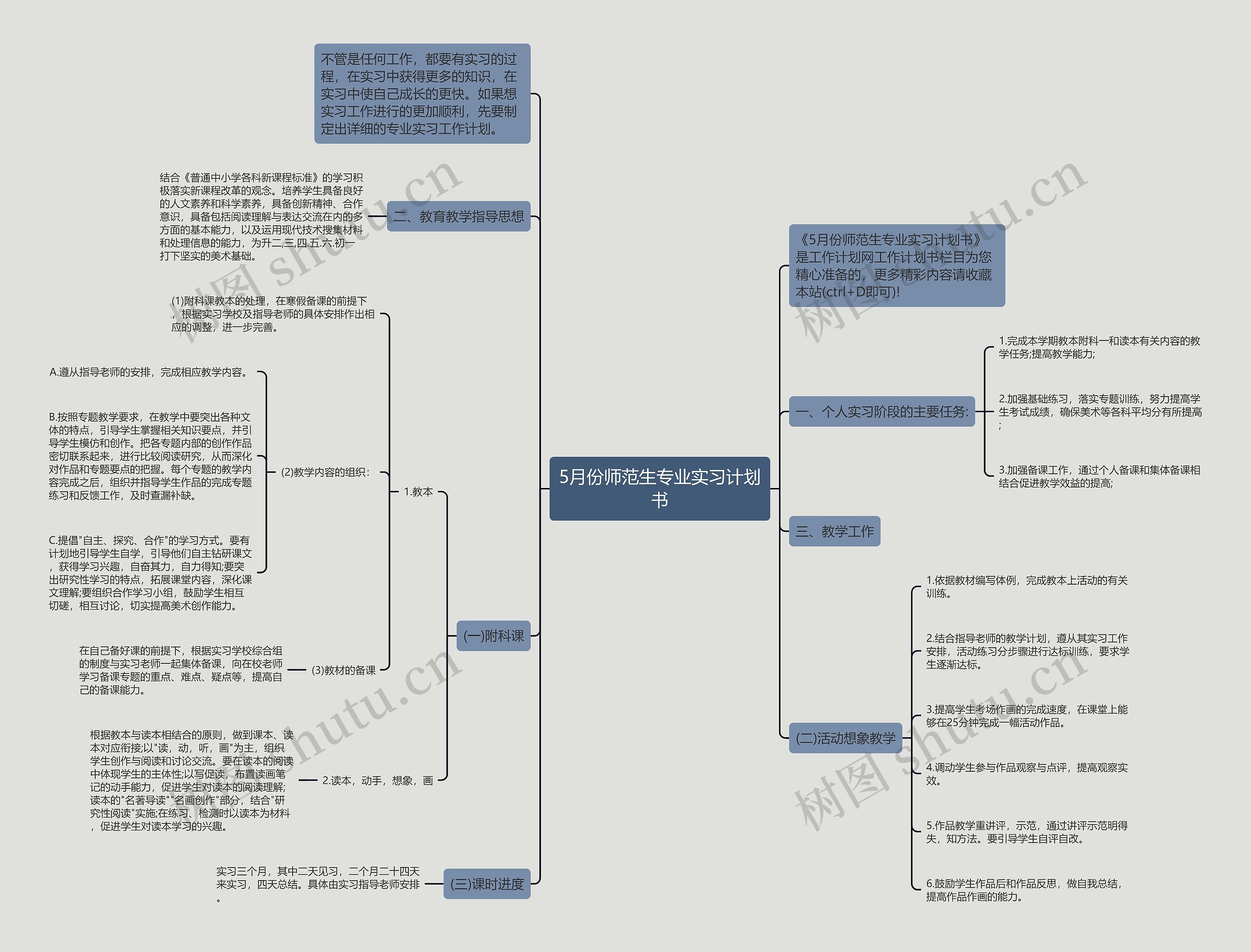 5月份师范生专业实习计划书思维导图