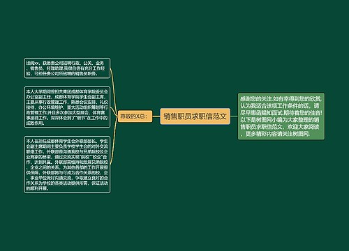 销售职员求职信范文