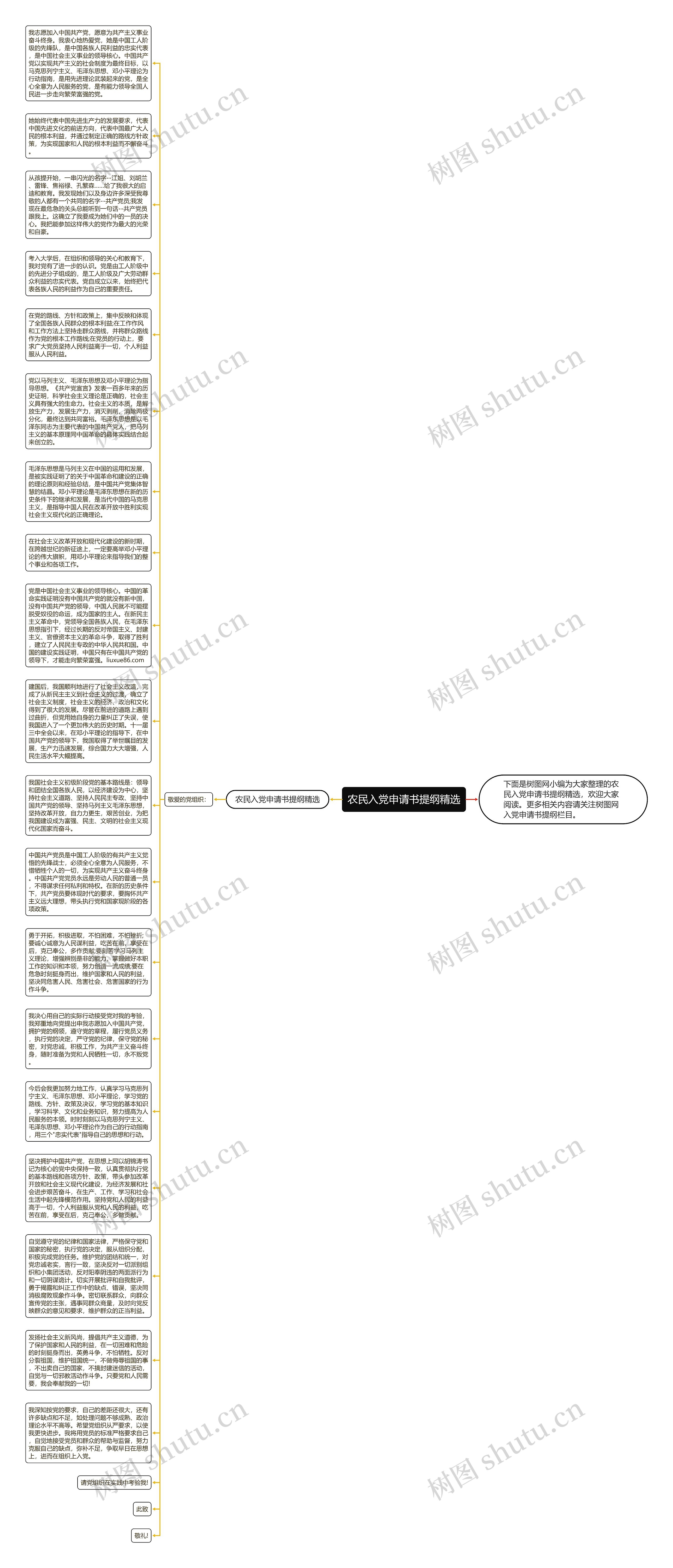 农民入党申请书提纲精选思维导图