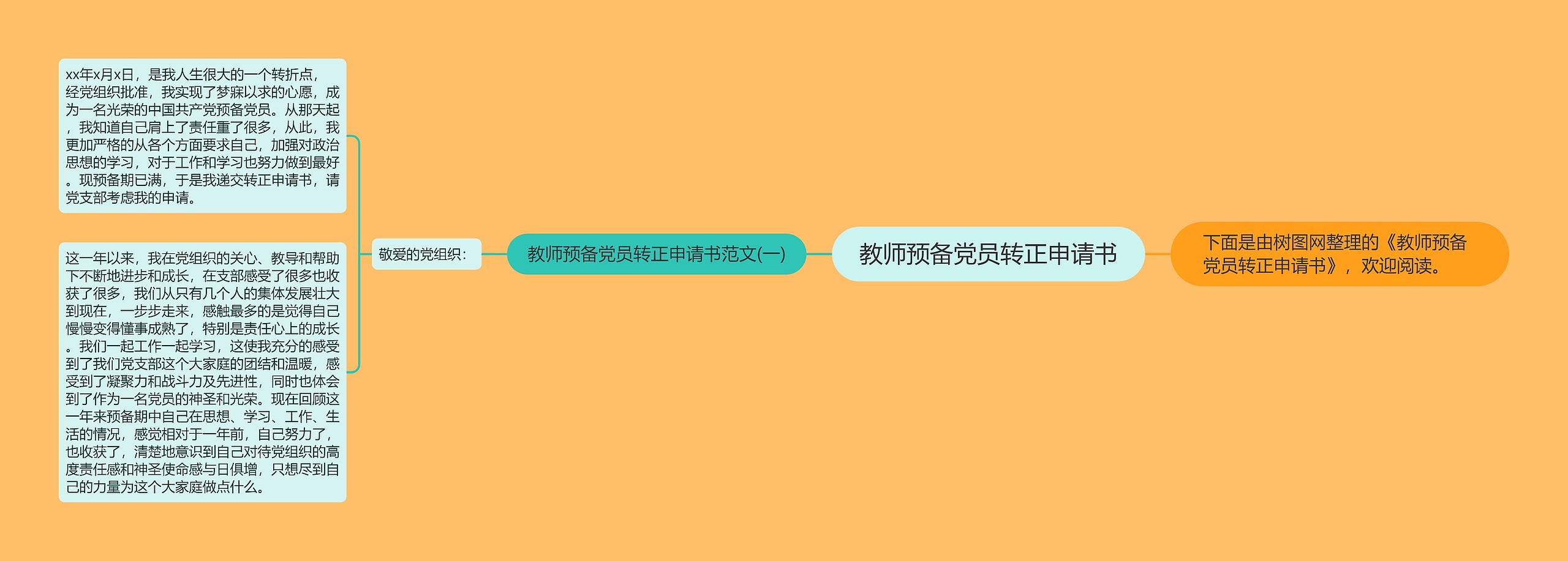 教师预备党员转正申请书思维导图