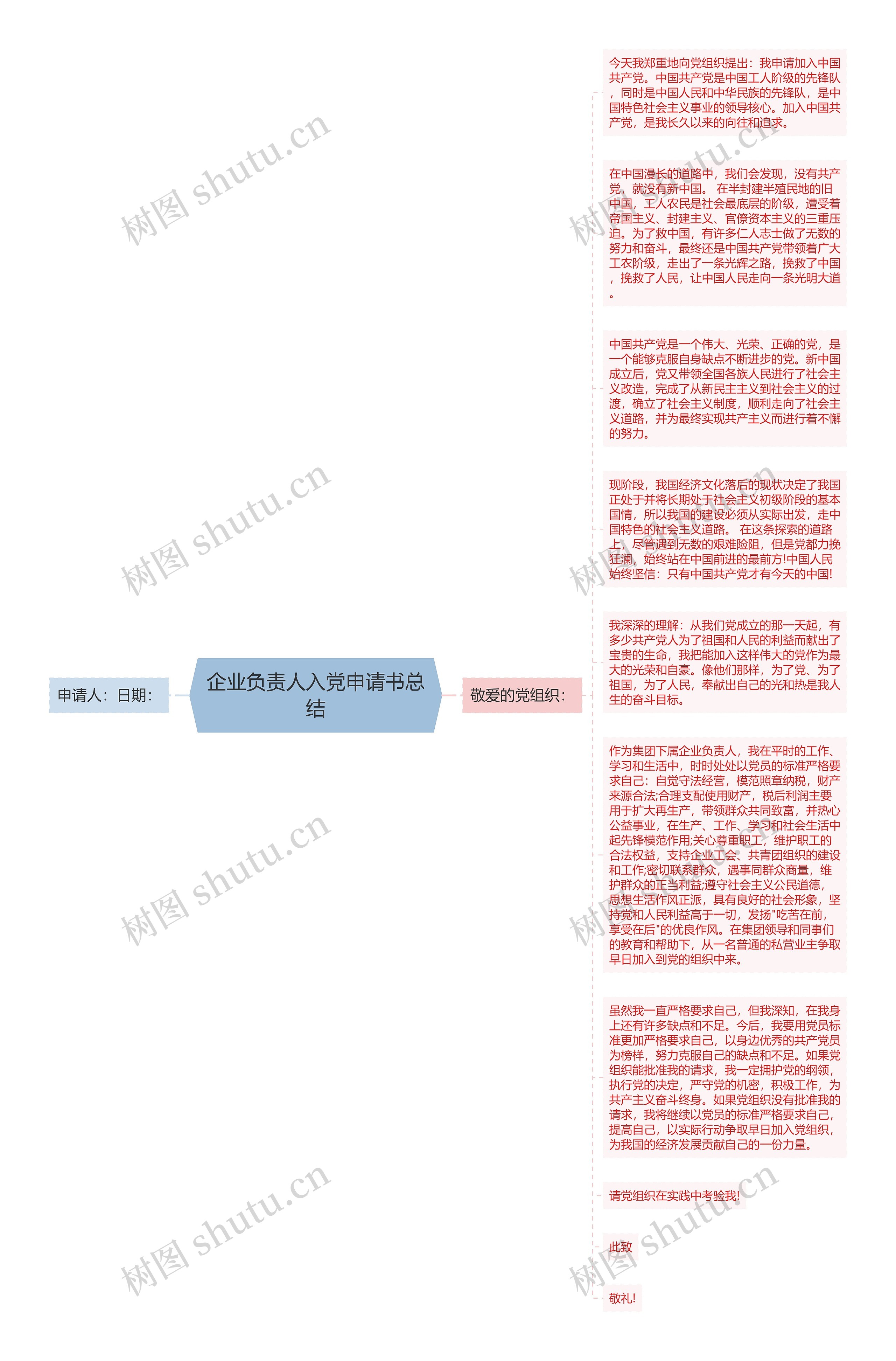 企业负责人入党申请书总结思维导图