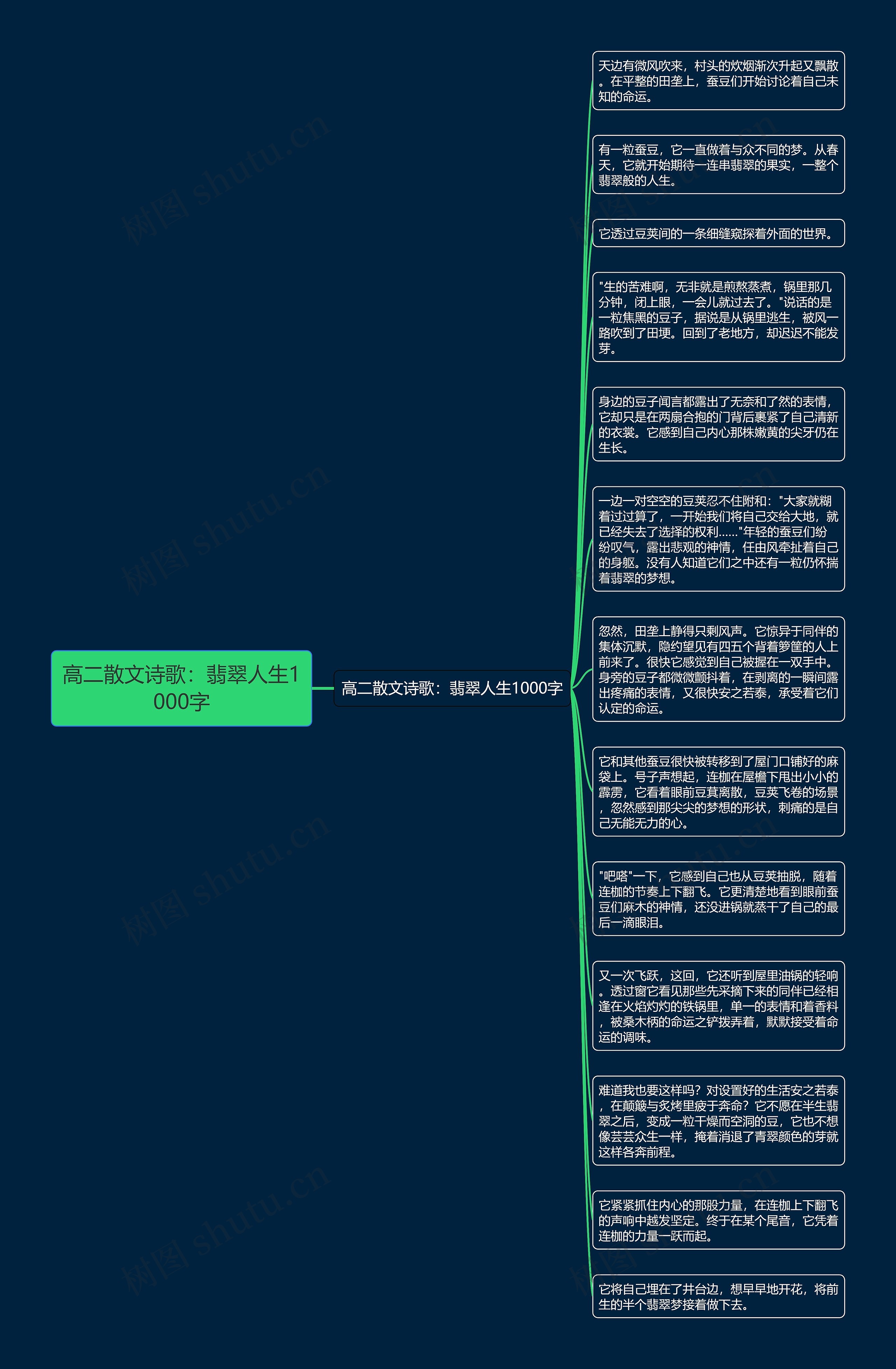 高二散文诗歌：翡翠人生1000字思维导图