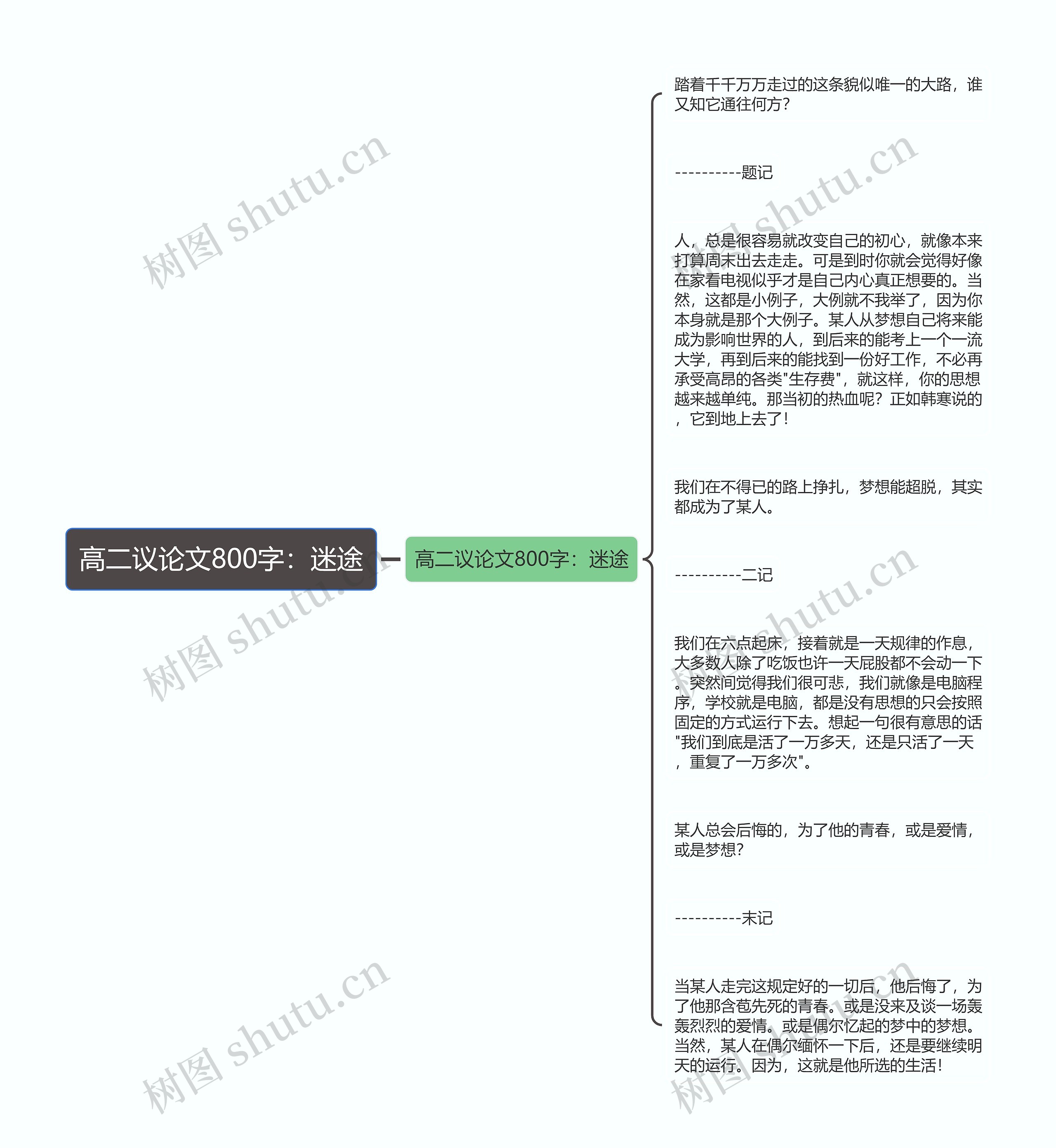 高二议论文800字：迷途思维导图