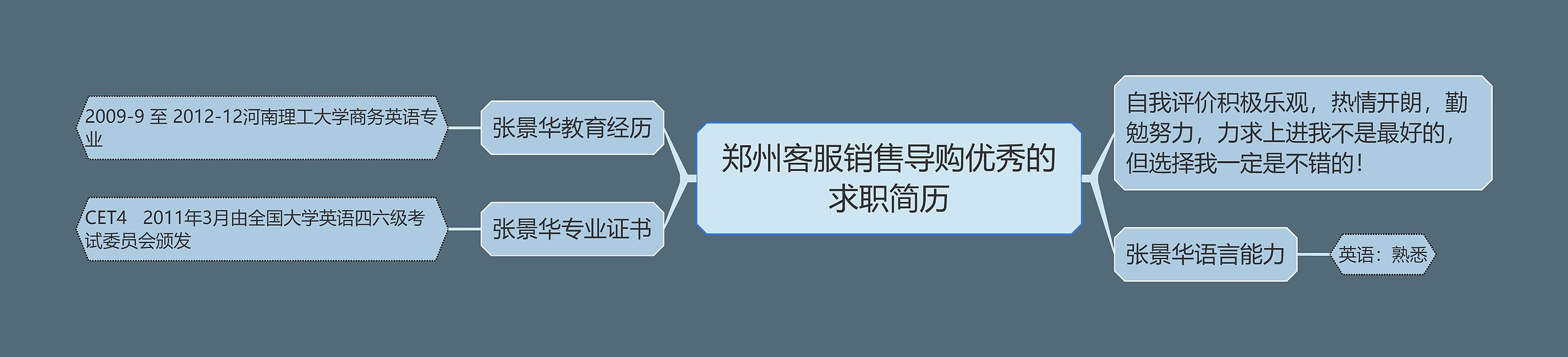 郑州客服销售导购优秀的求职简历思维导图