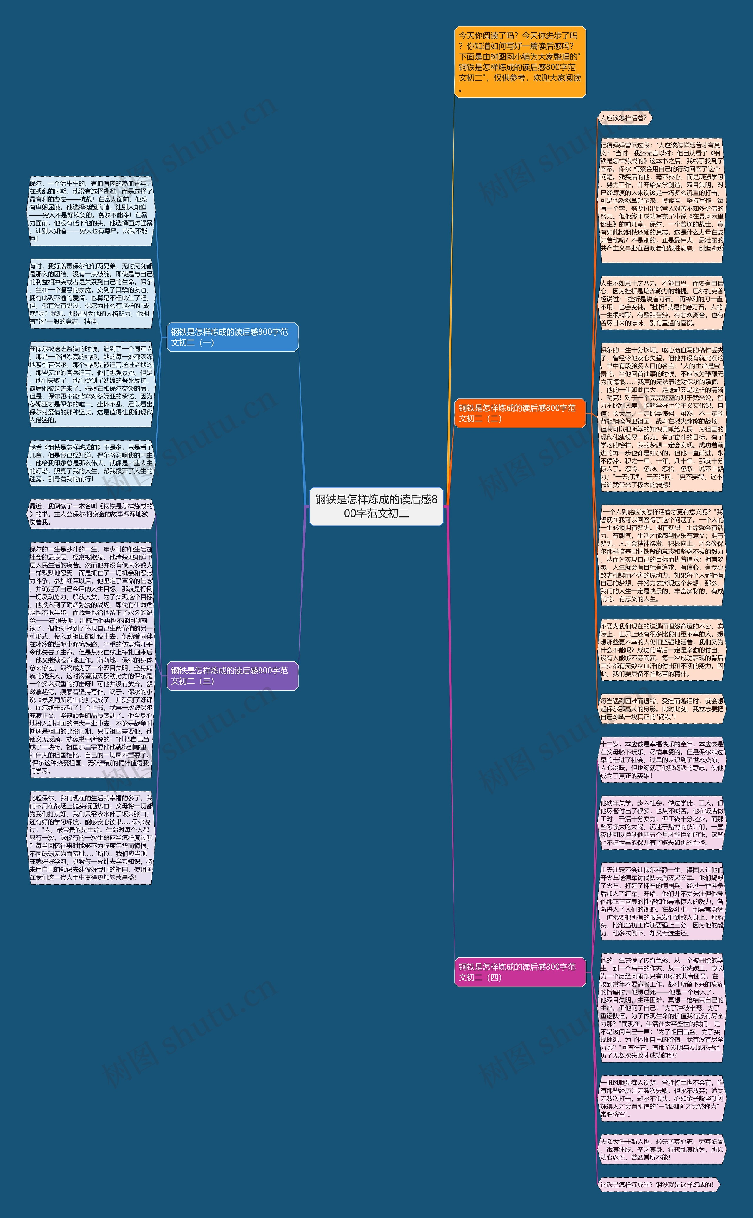 钢铁是怎样炼成的读后感800字范文初二思维导图