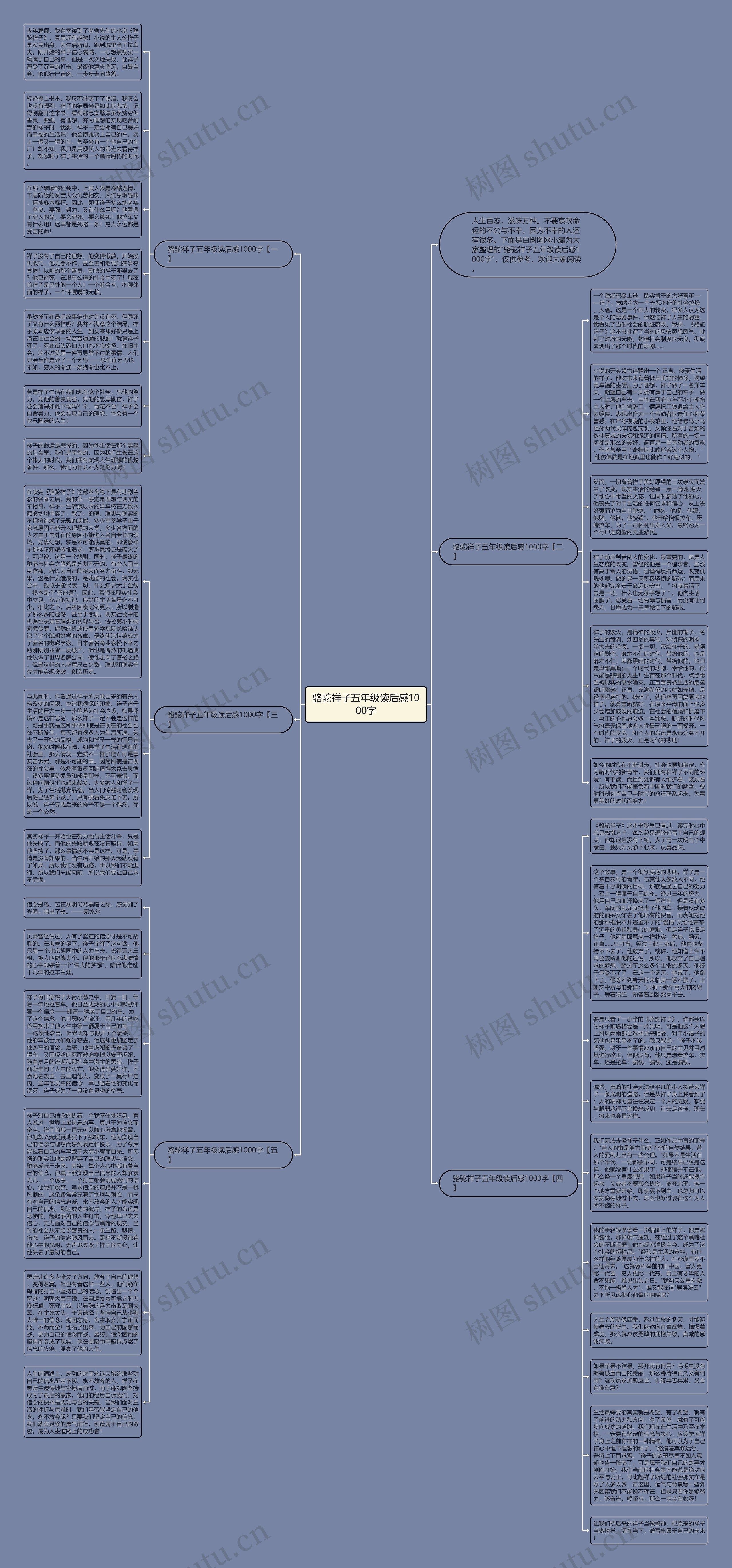 骆驼祥子五年级读后感1000字思维导图