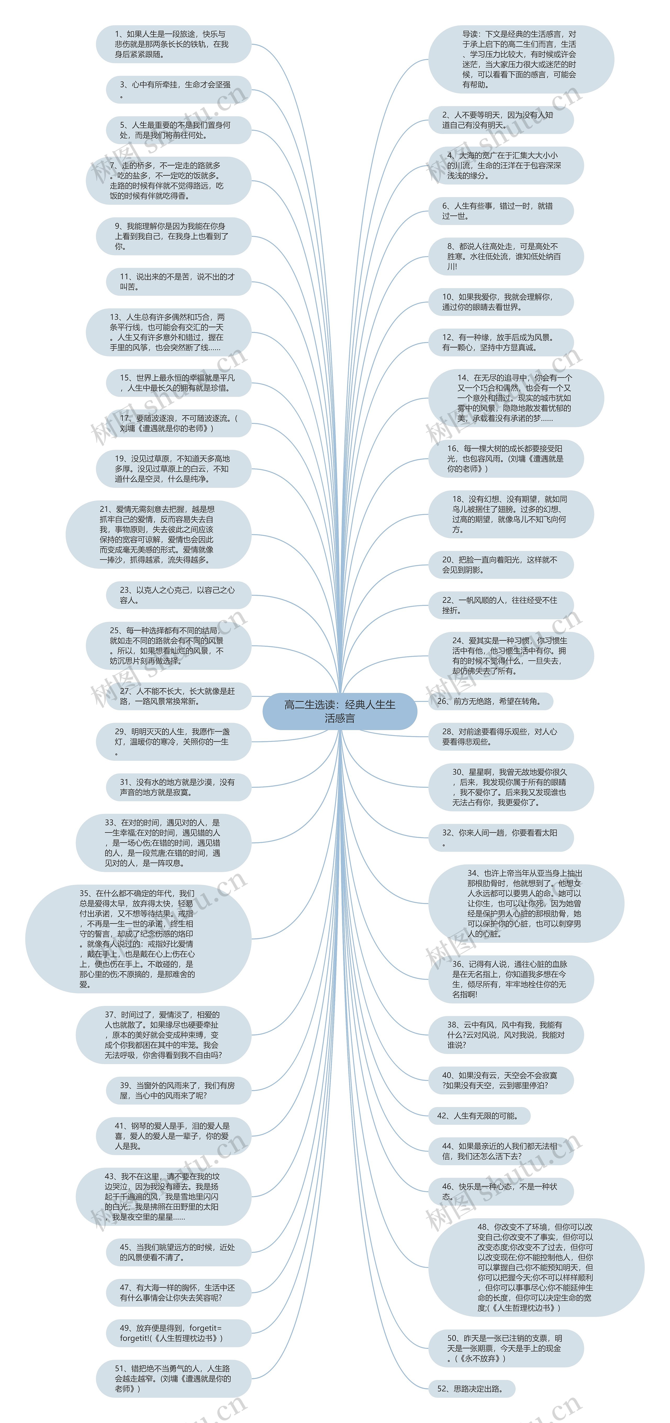 高二生选读：经典人生生活感言思维导图