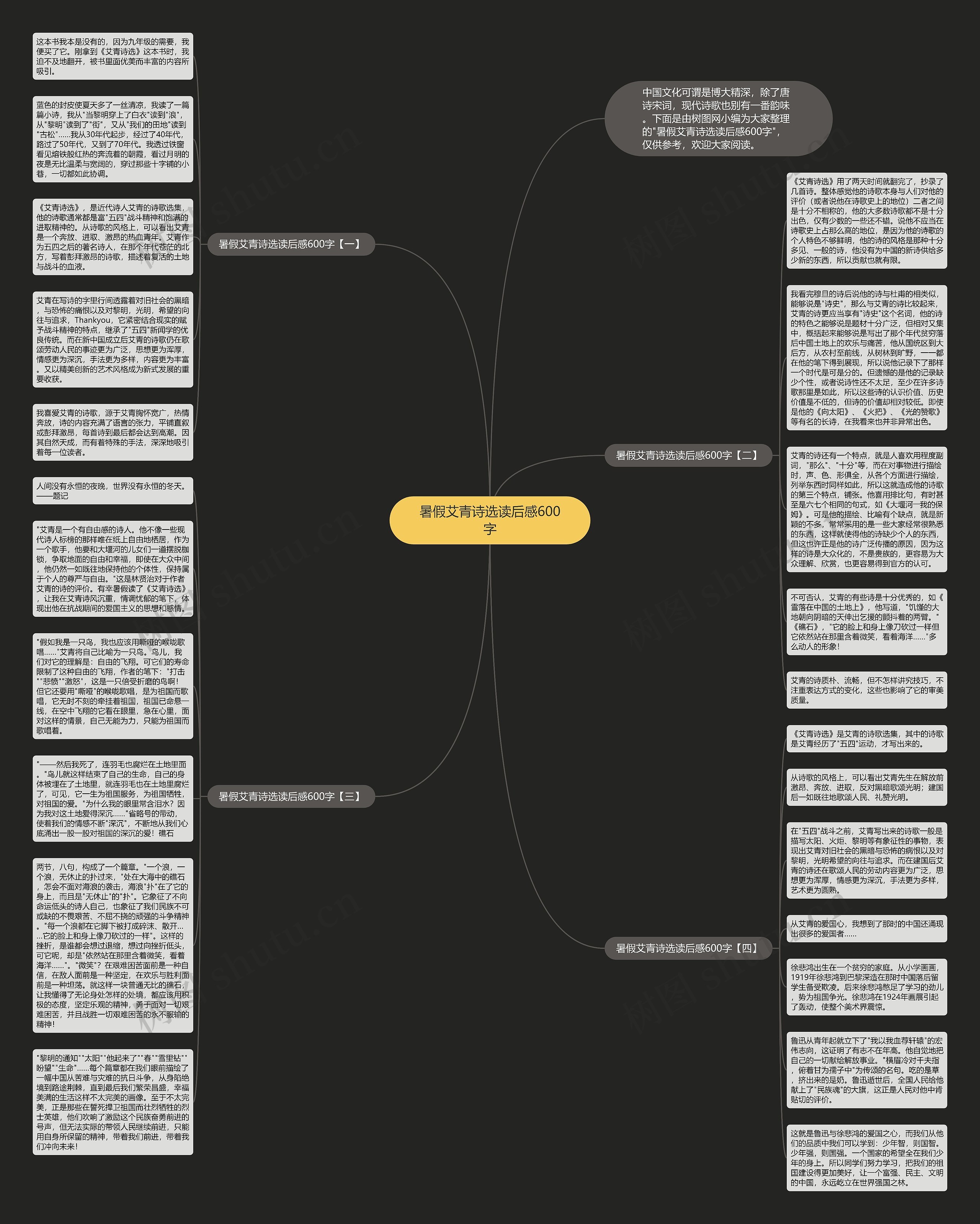 暑假艾青诗选读后感600字思维导图