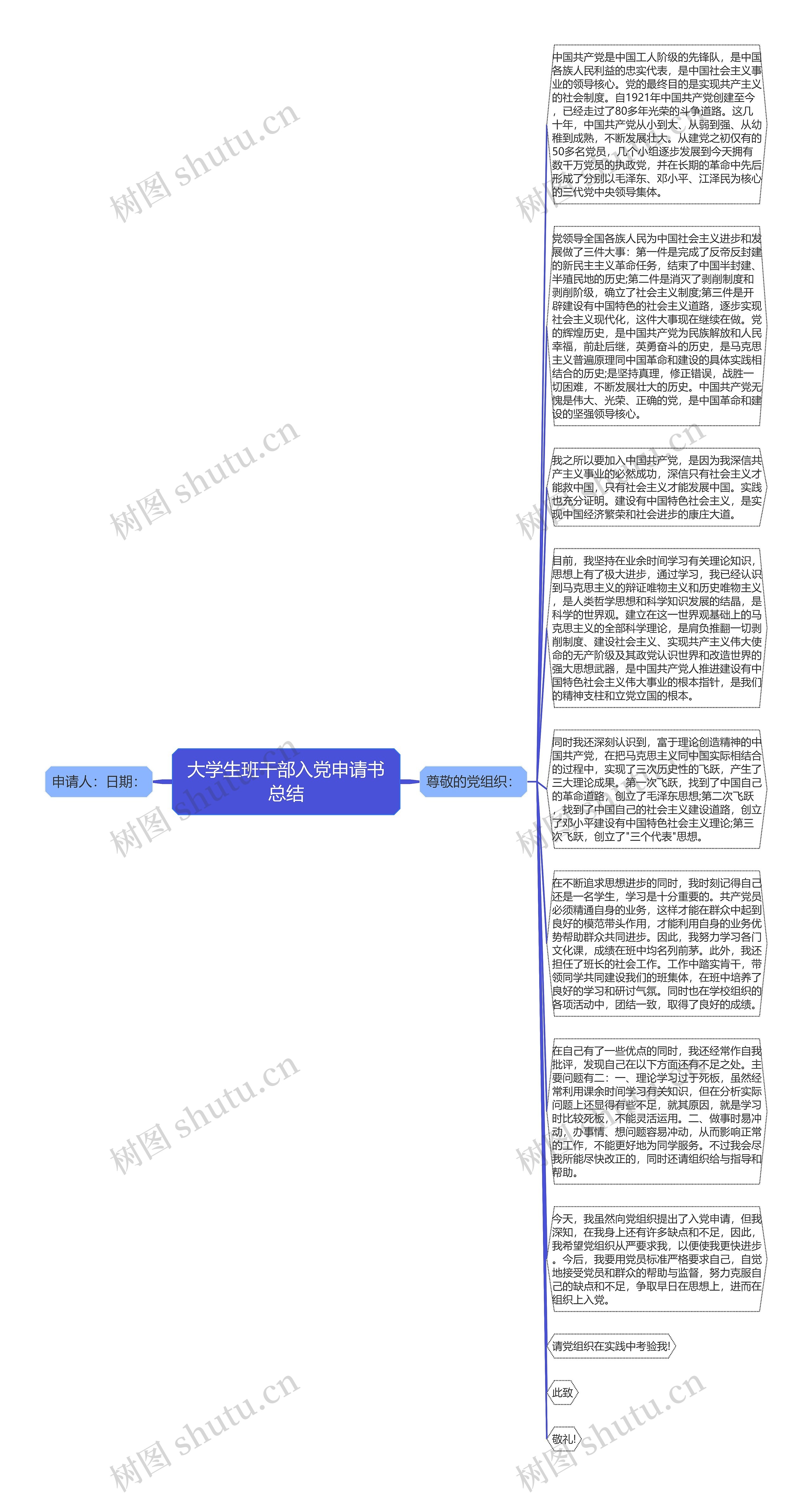 大学生班干部入党申请书总结