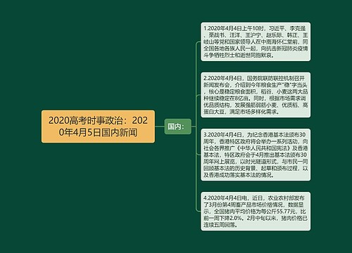 2020高考时事政治：2020年4月5日国内新闻