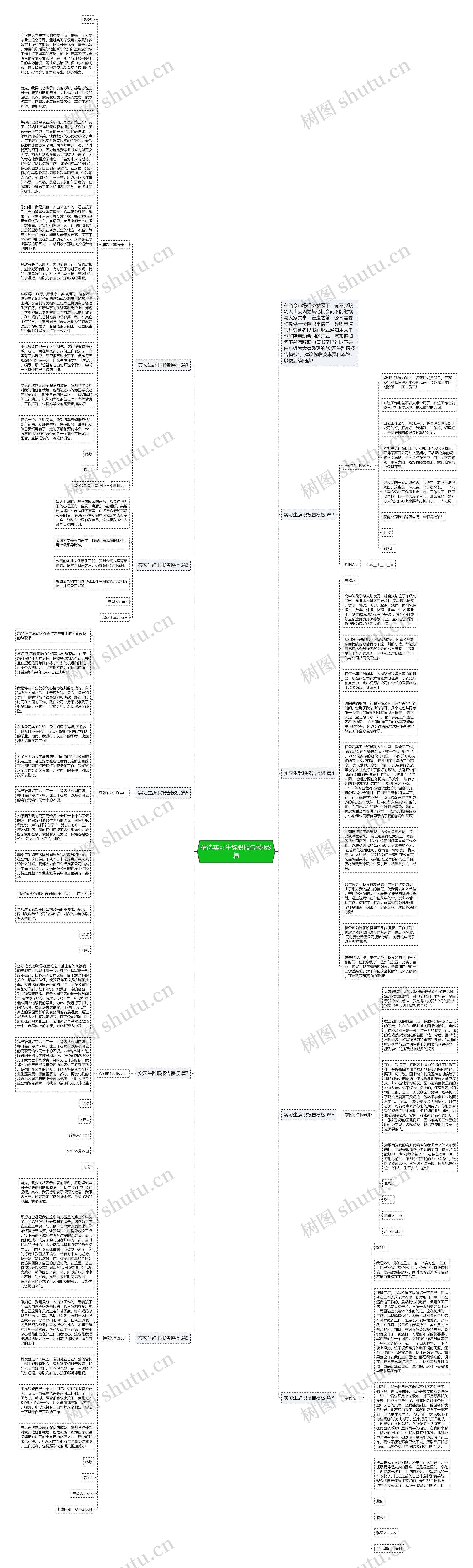 精选实习生辞职报告9篇思维导图
