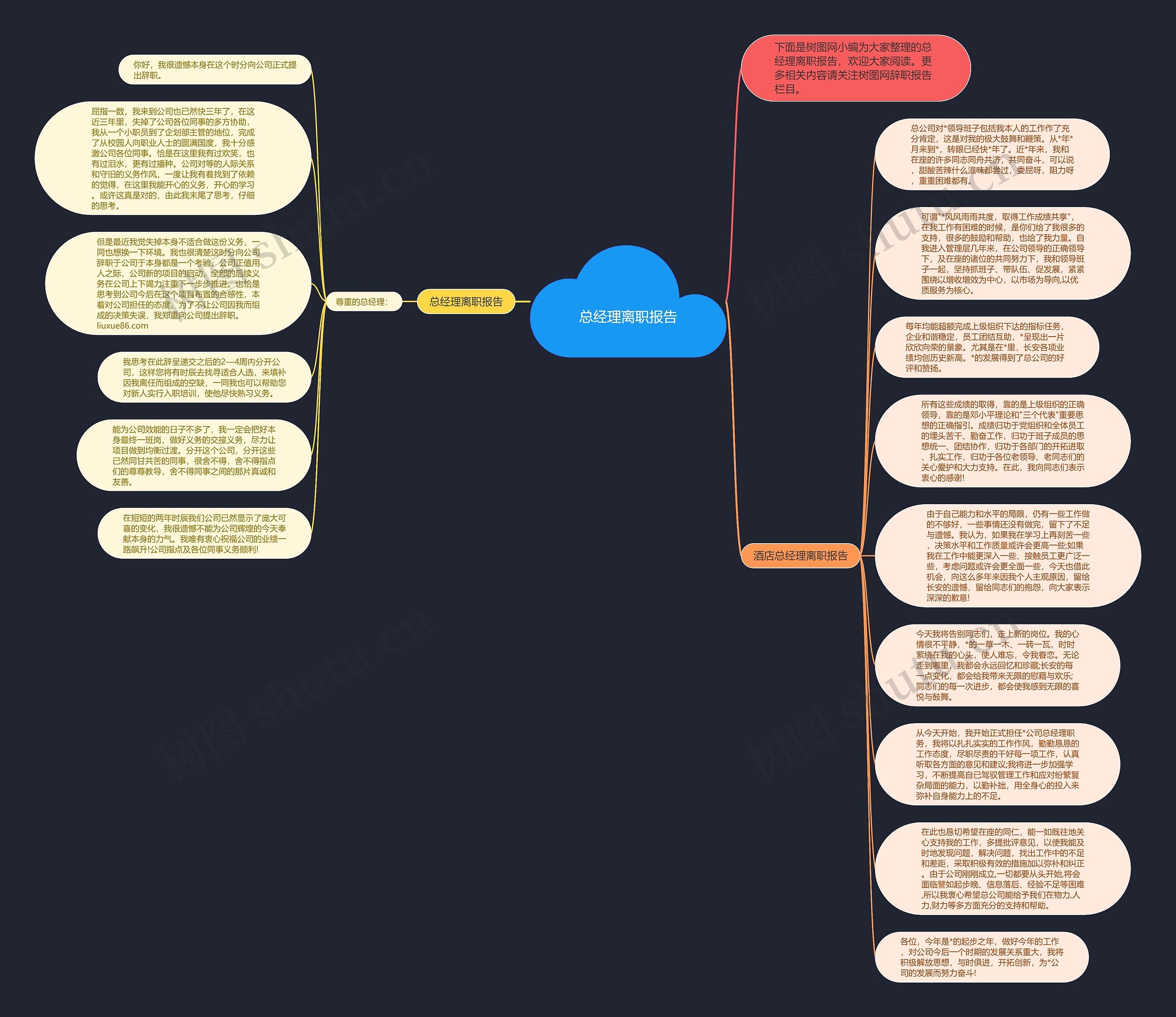 总经理离职报告思维导图