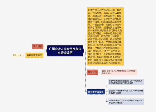 广州会计人事专员及办公室管理简历