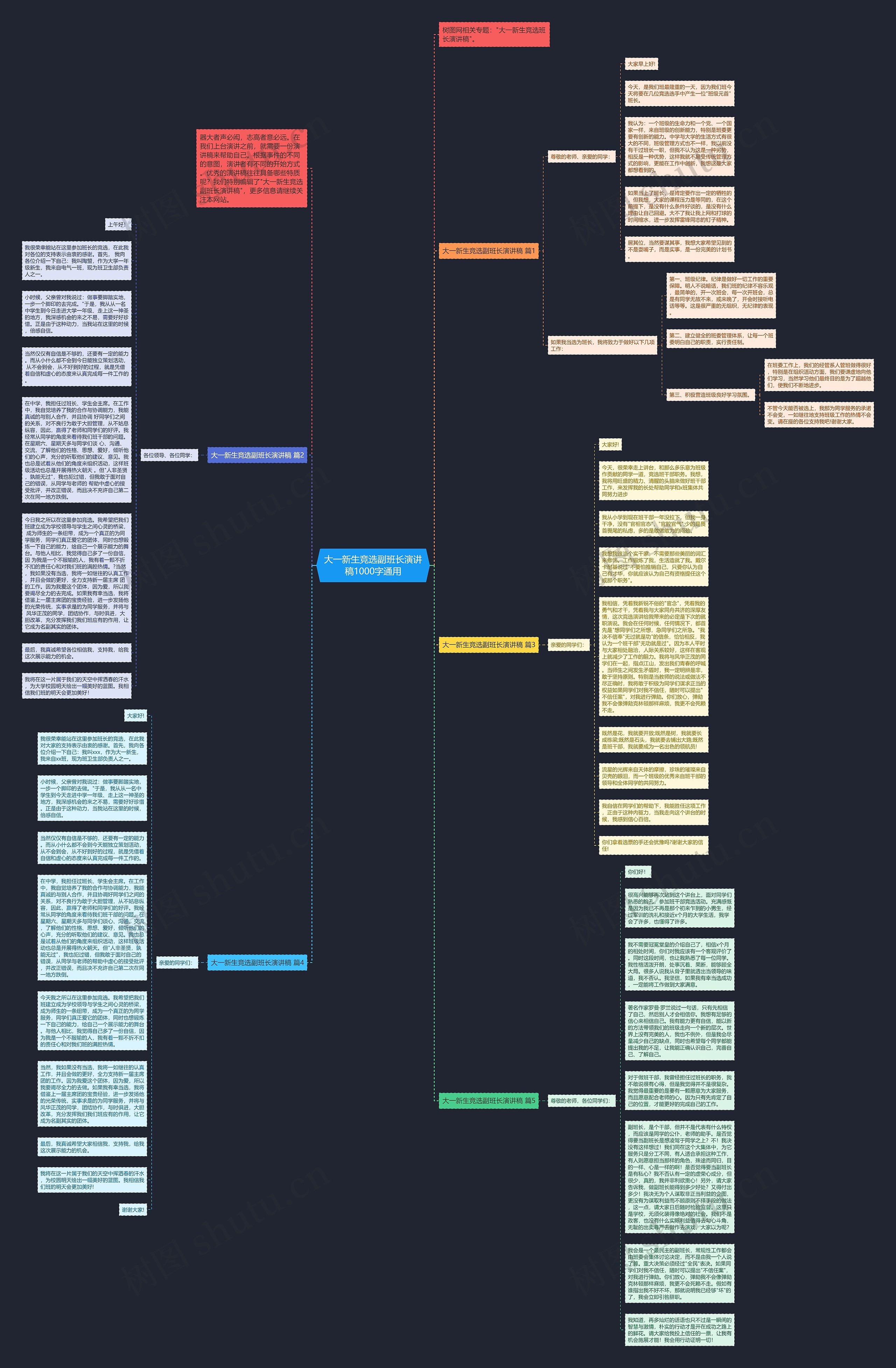 大一新生竞选副班长演讲稿1000字通用思维导图高清图 大一新生竞选副班长演讲稿1000字通用思维导图