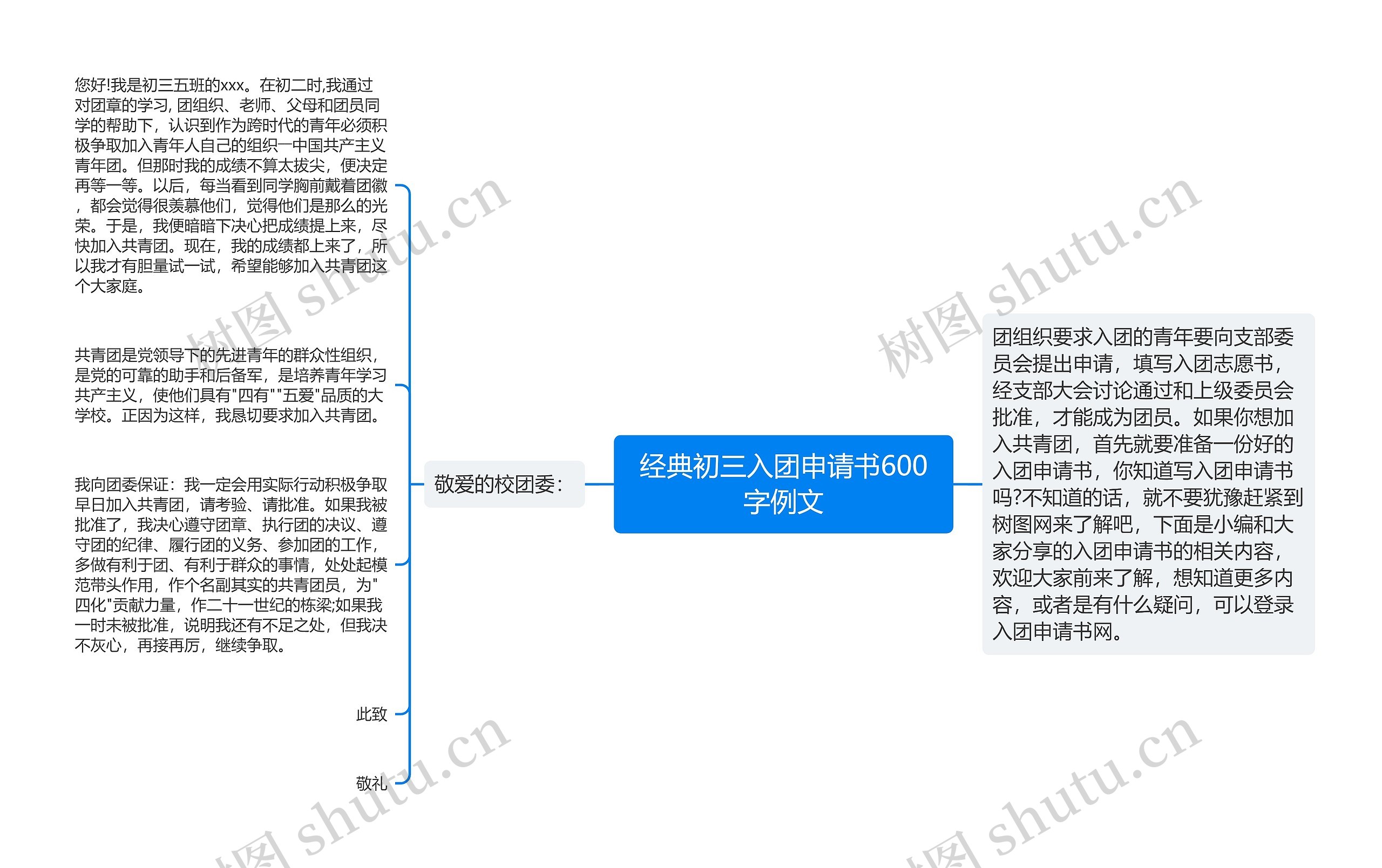 经典初三入团申请书600字例文思维导图