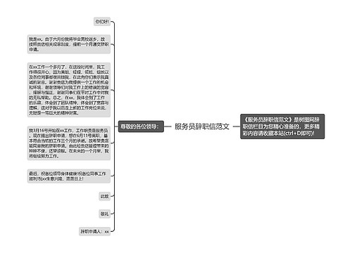 服务员辞职信范文