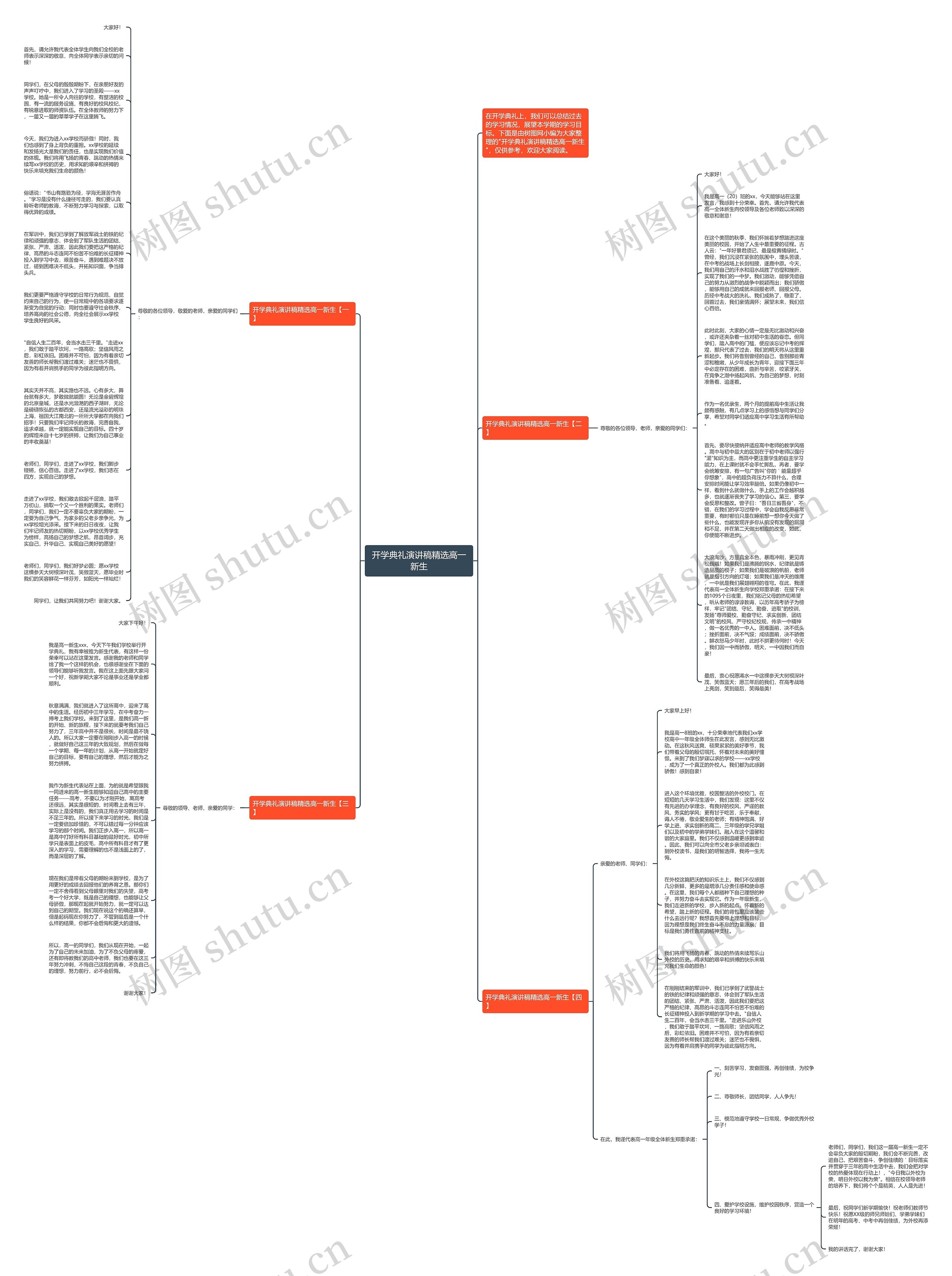 开学典礼演讲稿精选高一新生思维导图