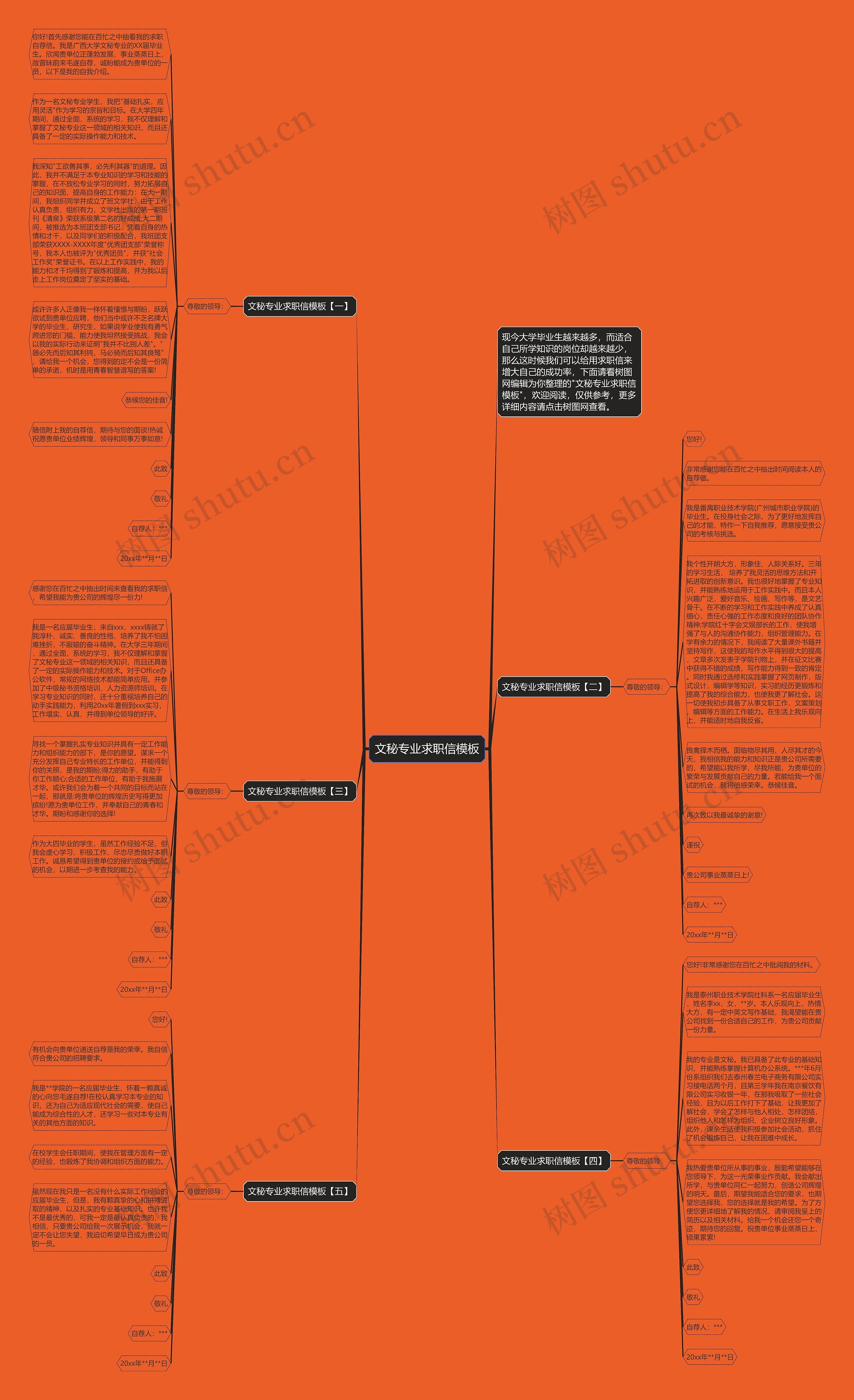 文秘专业求职信思维导图