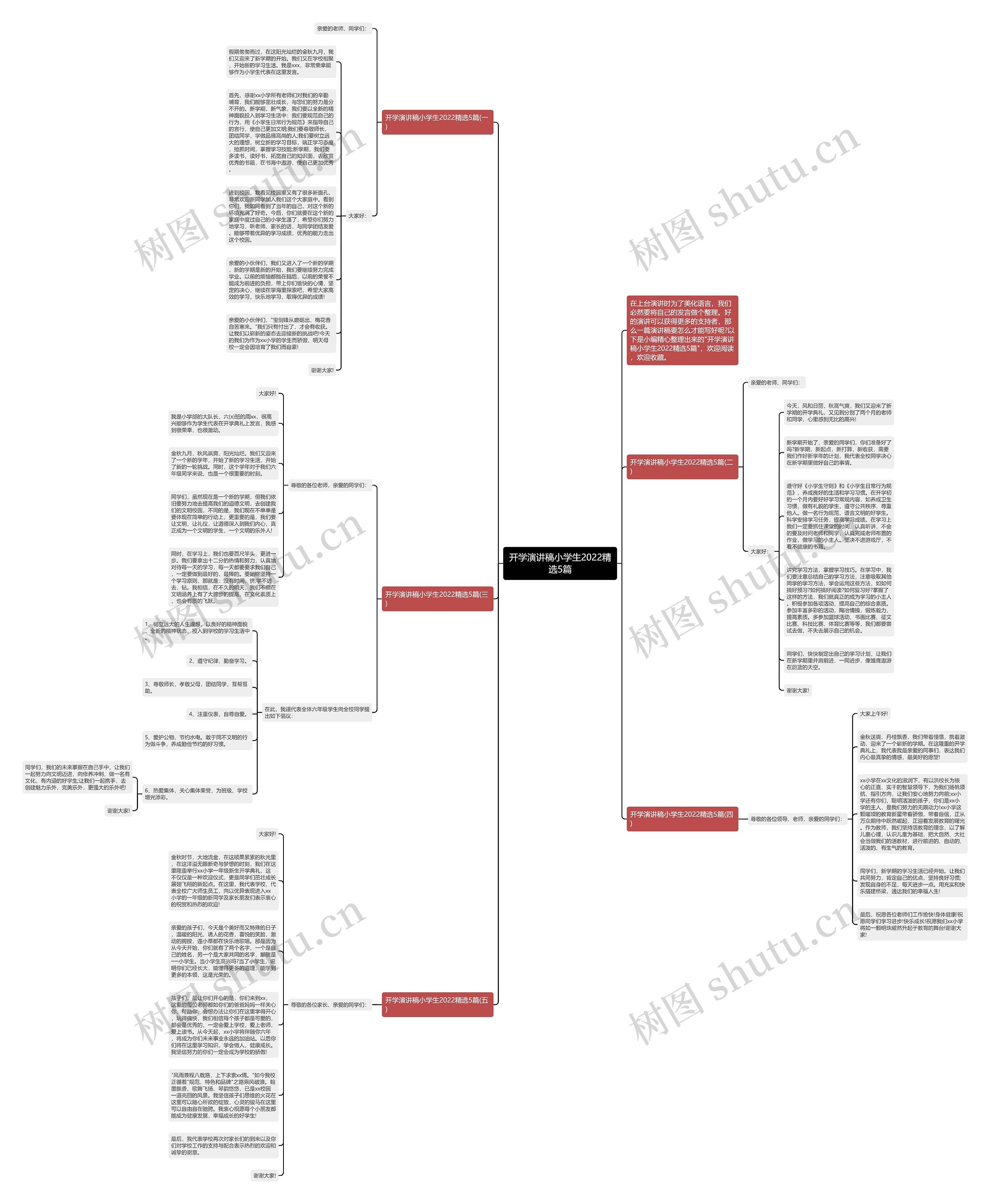 开学演讲稿小学生2022精选5篇思维导图
