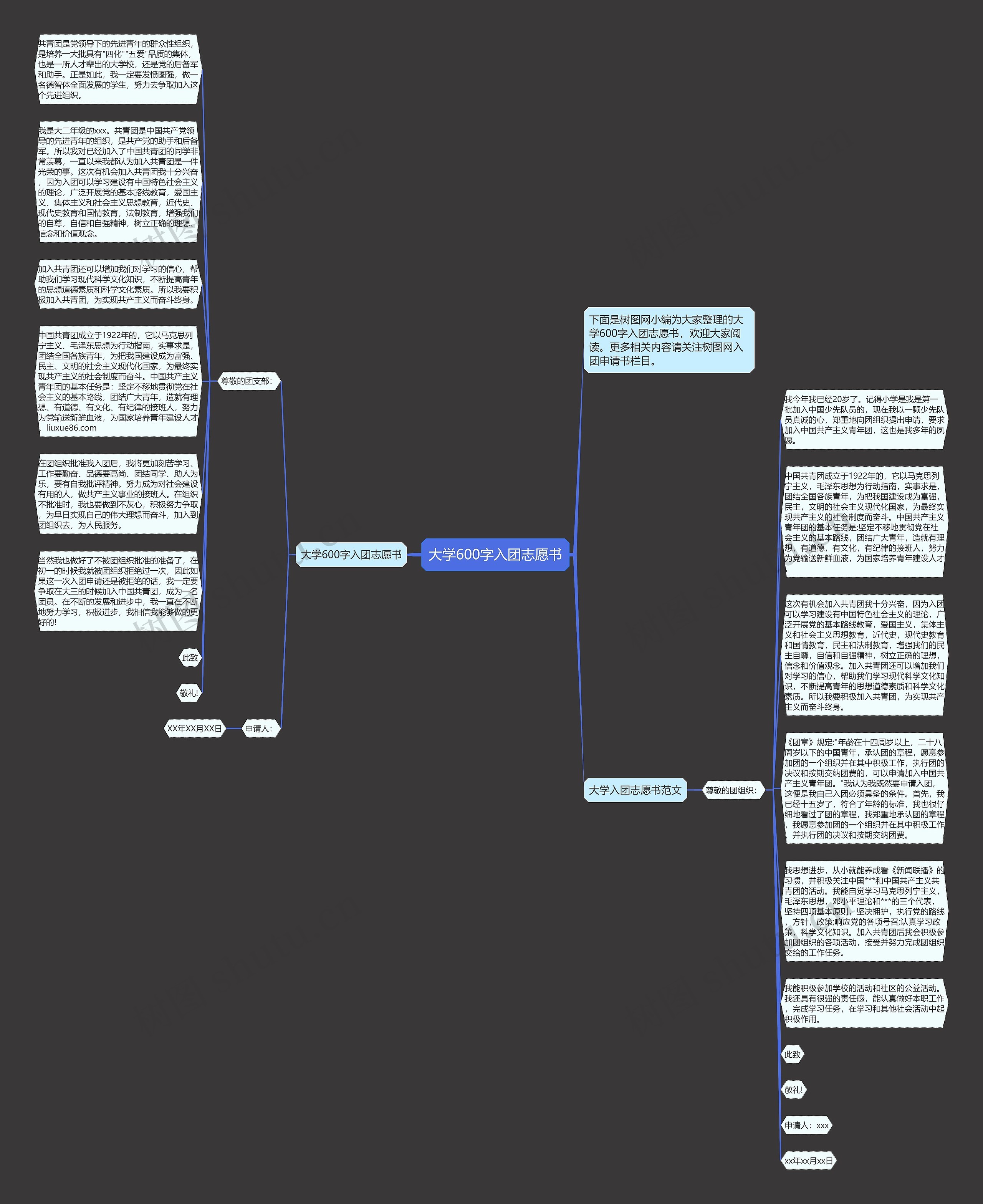 大学600字入团志愿书思维导图