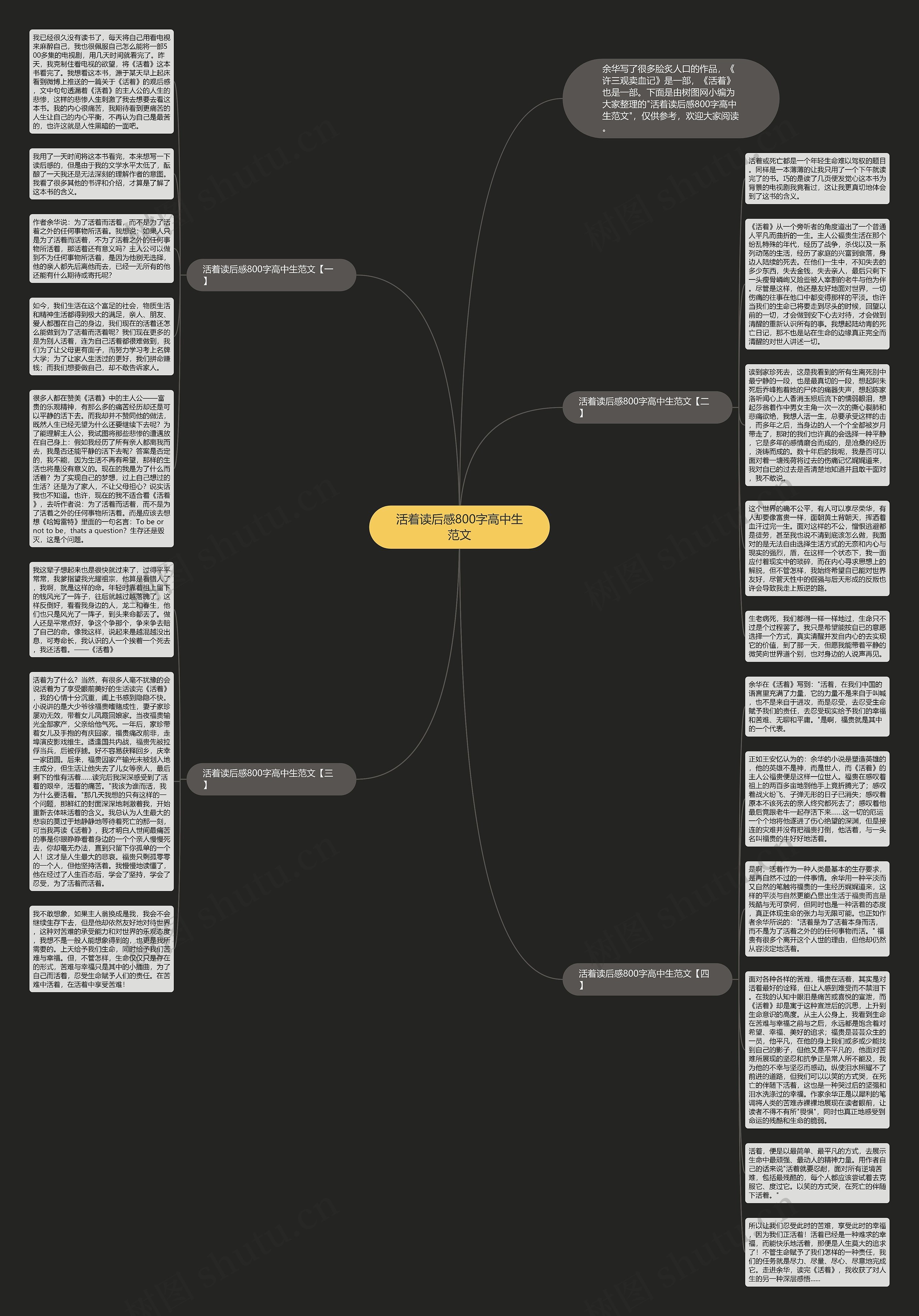 活着读后感800字高中生范文思维导图