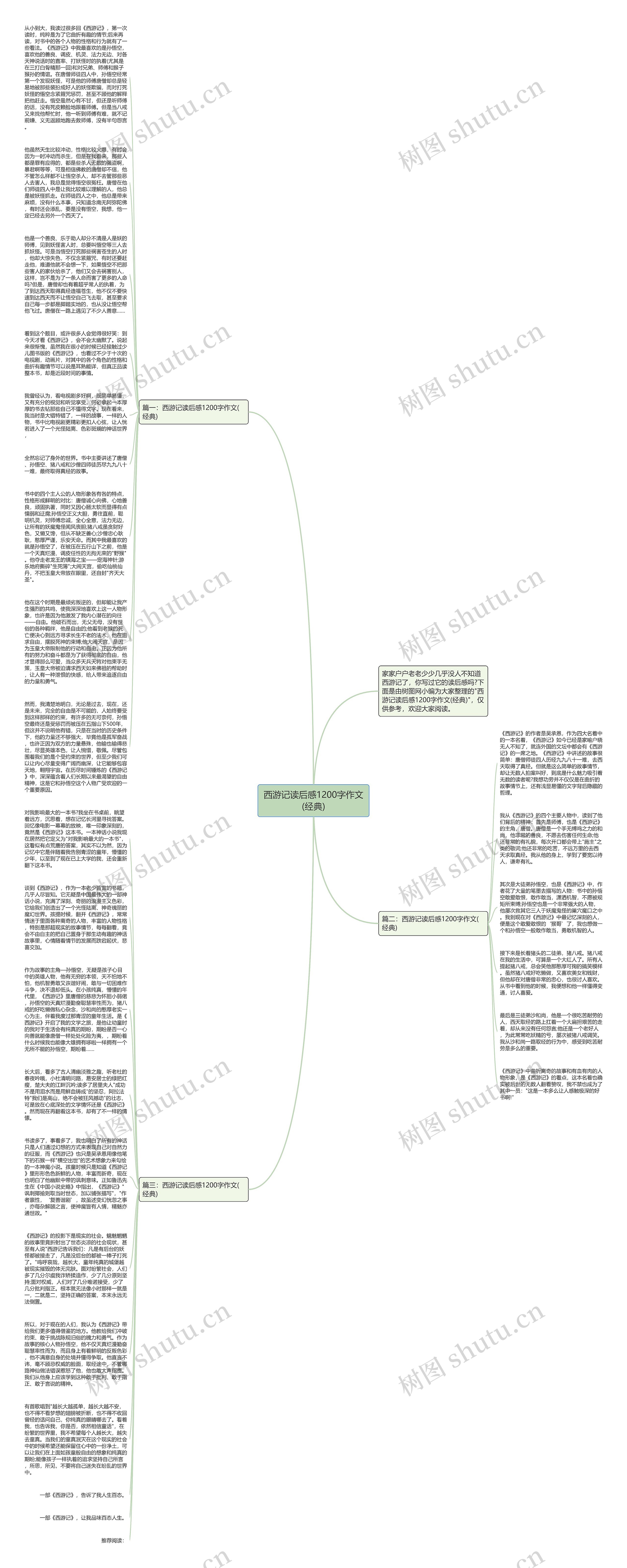西游记读后感1200字作文(经典)思维导图