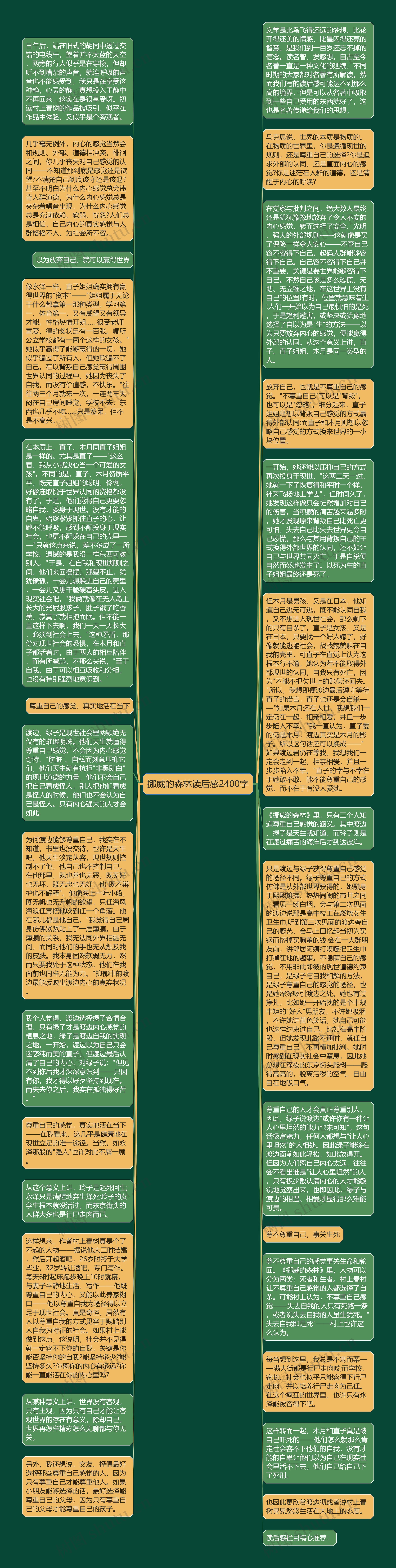 挪威的森林读后感2400字思维导图