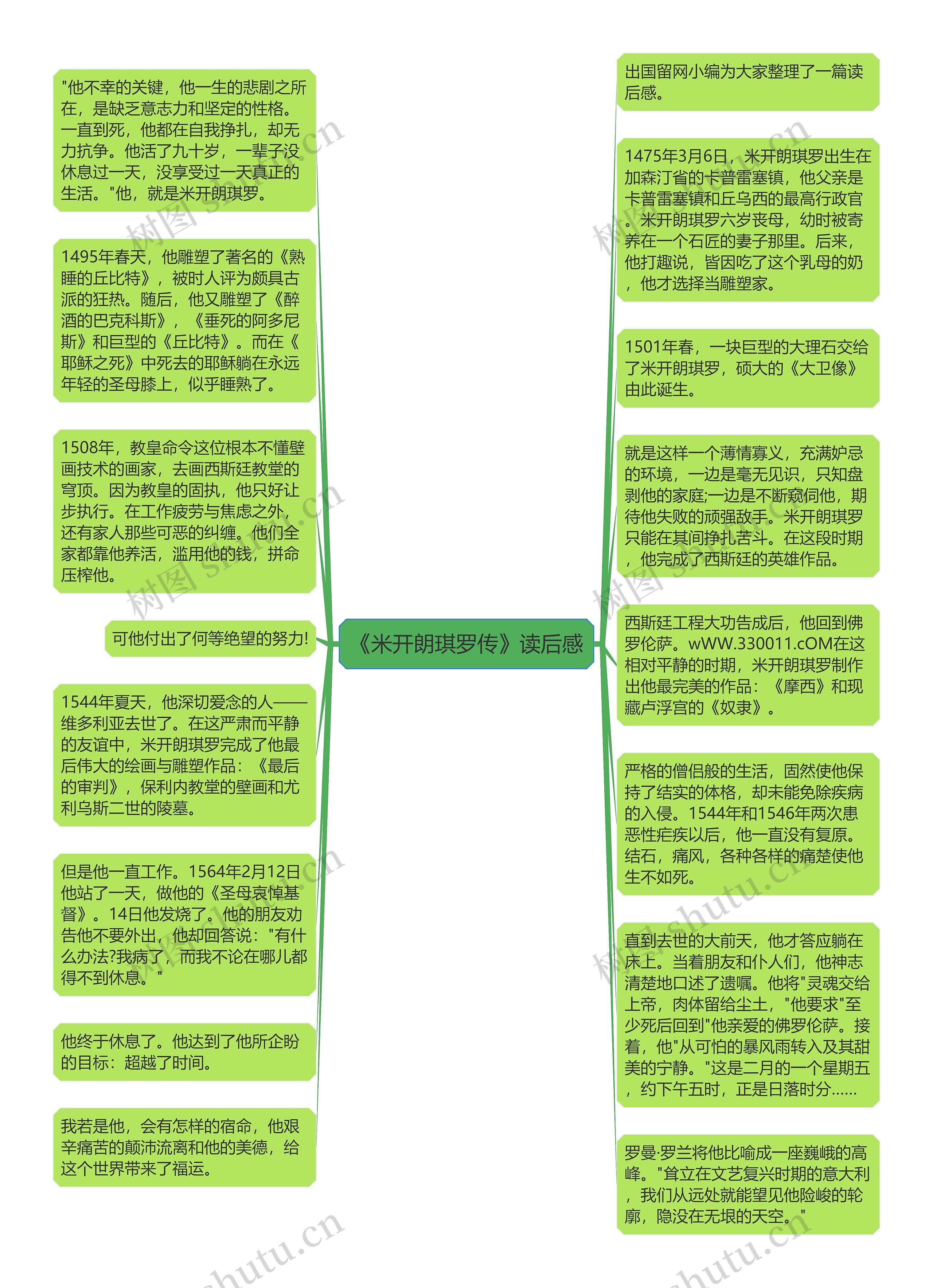 《米开朗琪罗传》读后感思维导图