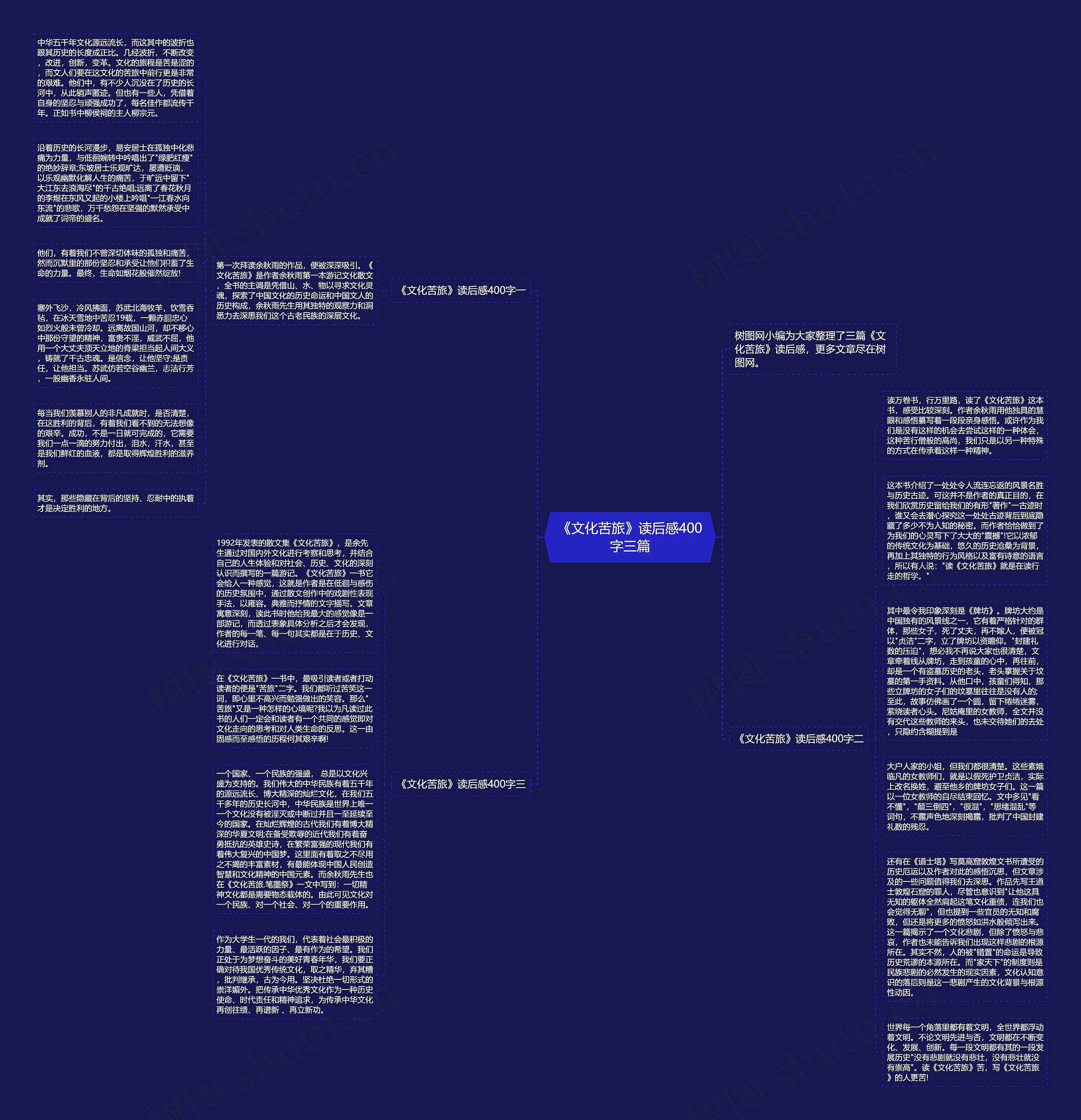 《文化苦旅》读后感400字三篇思维导图