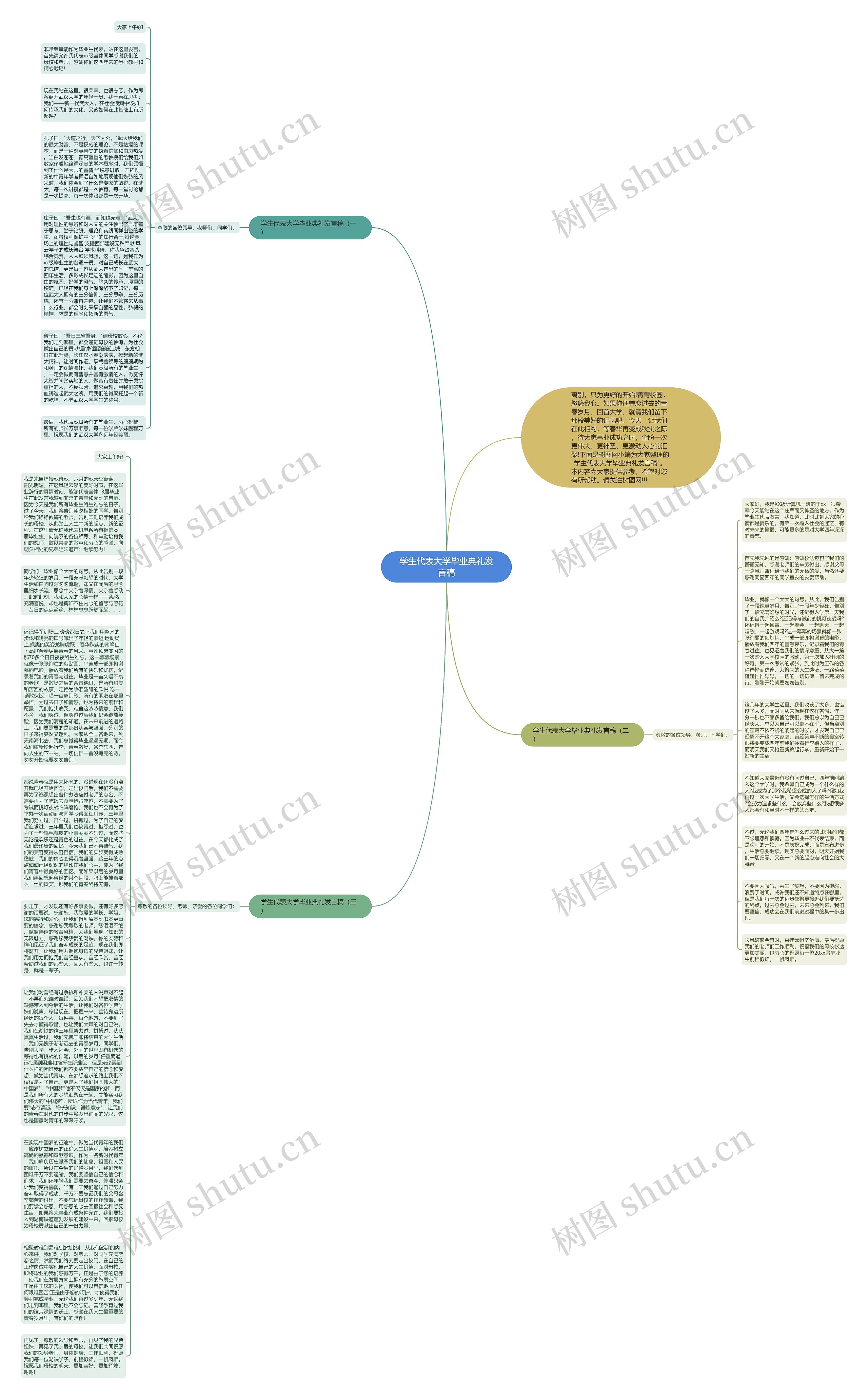 学生代表大学毕业典礼发言稿思维导图