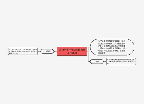 2015年下半年幼儿园教师工作计划