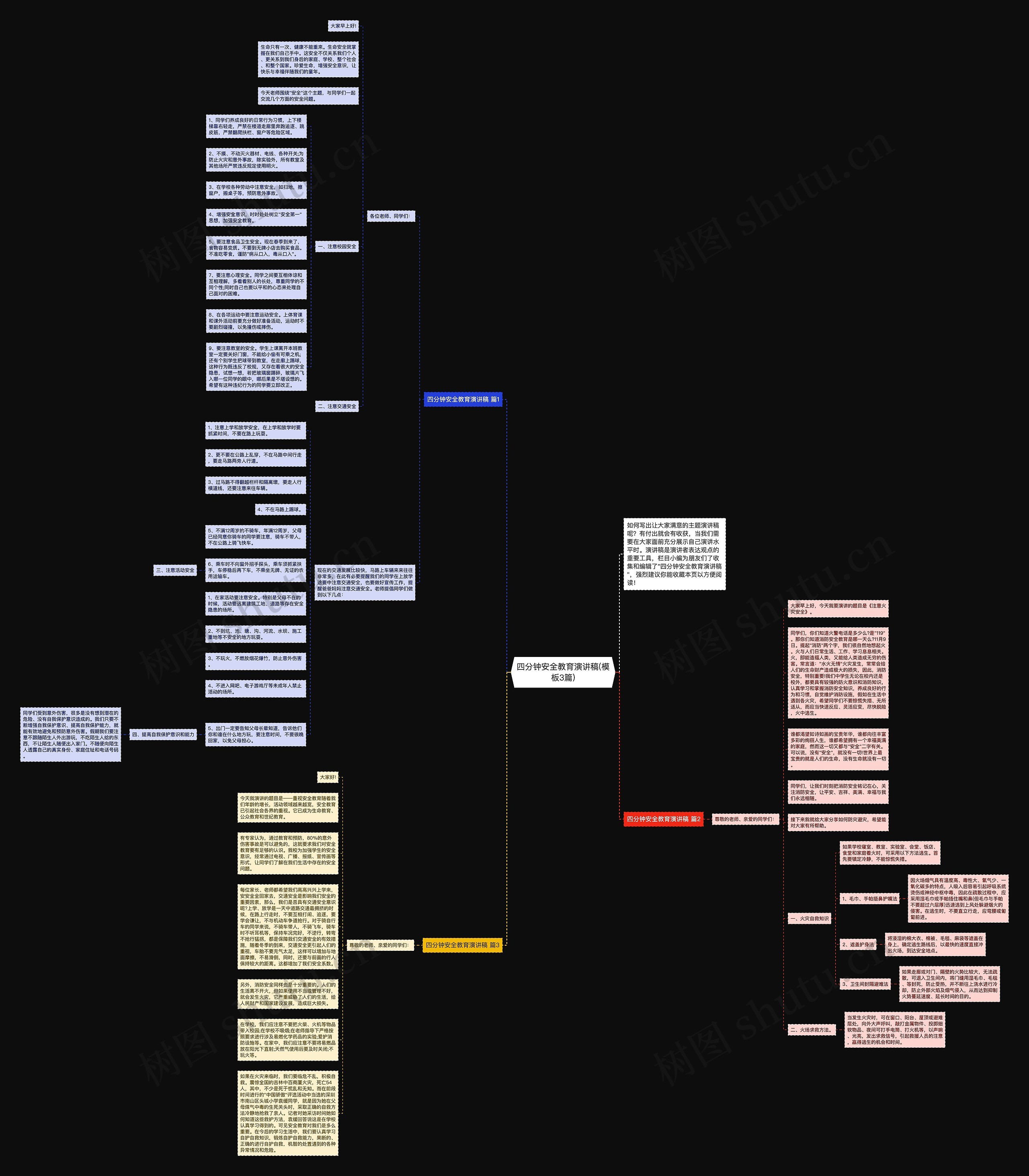 四分钟安全教育演讲稿(3篇)思维导图
