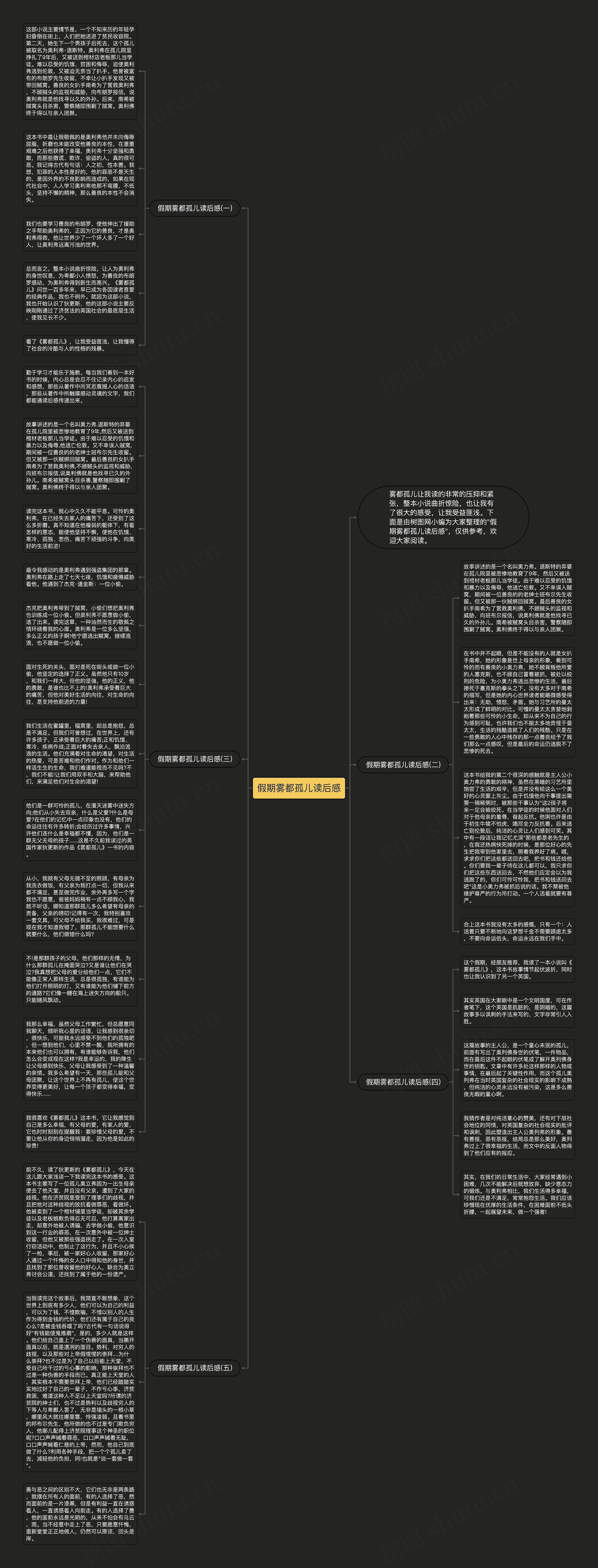 假期雾都孤儿读后感思维导图