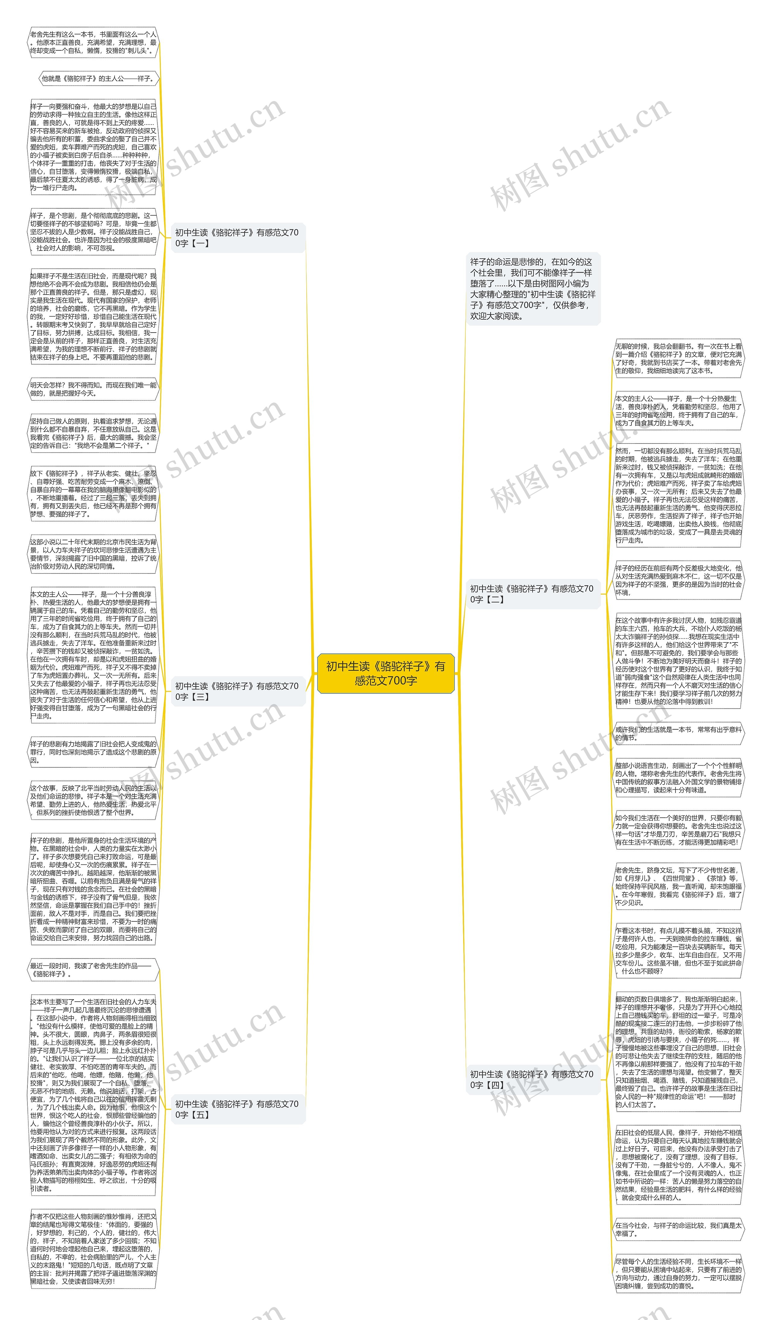 初中生读《骆驼祥子》有感范文700字思维导图