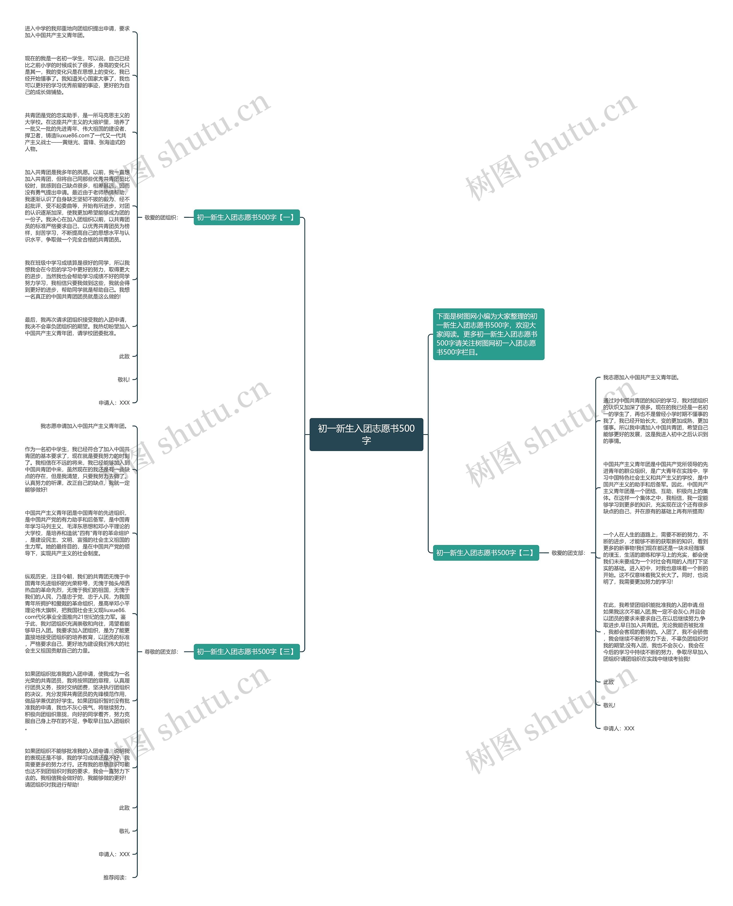 初一新生入团志愿书500字思维导图