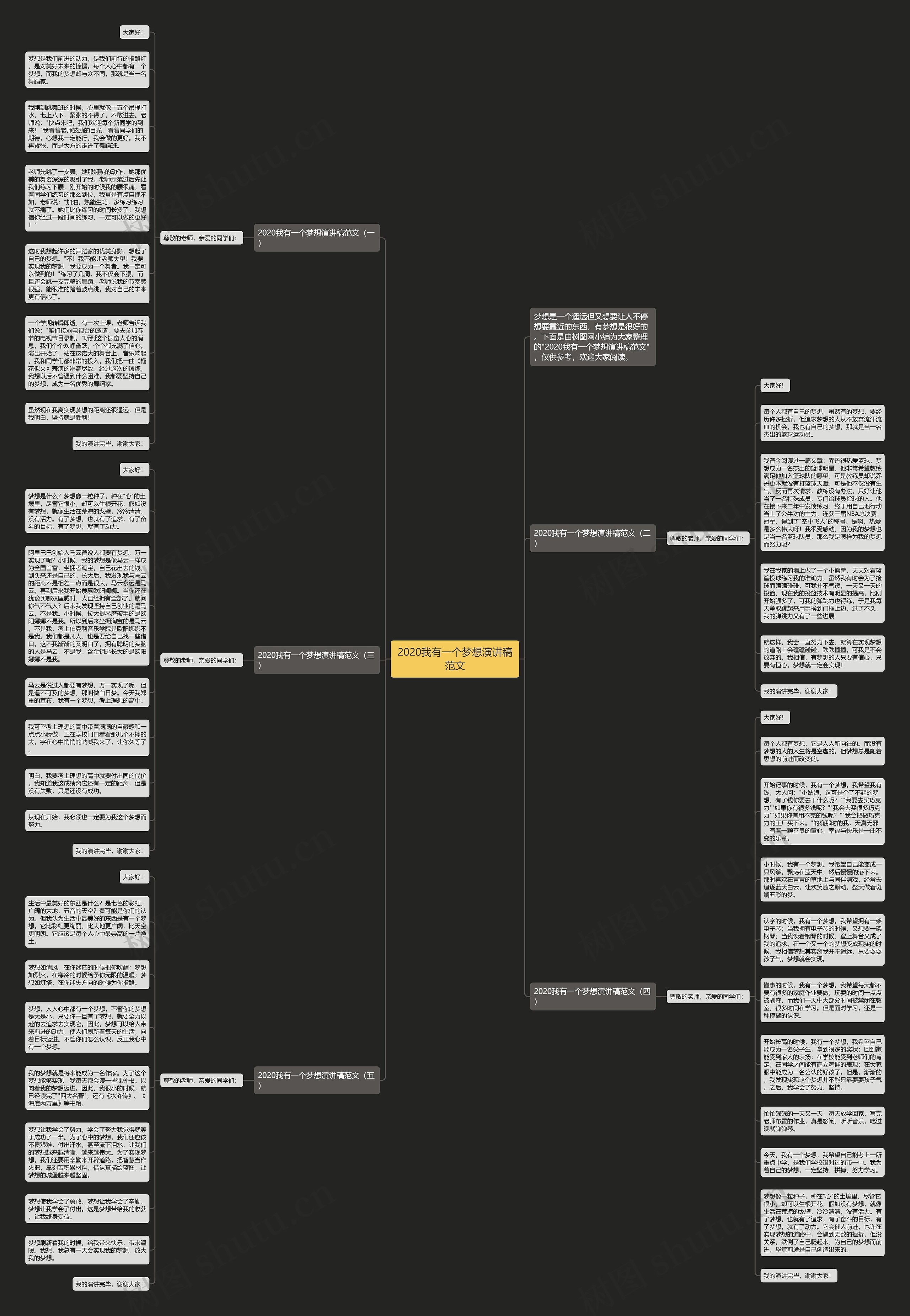 2020我有一个梦想演讲稿范文思维导图